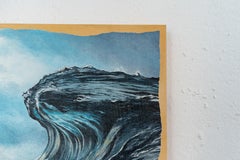 Dramatic Breaking Ocean Wave, Small Realist Seascape Oil Painting on Wood