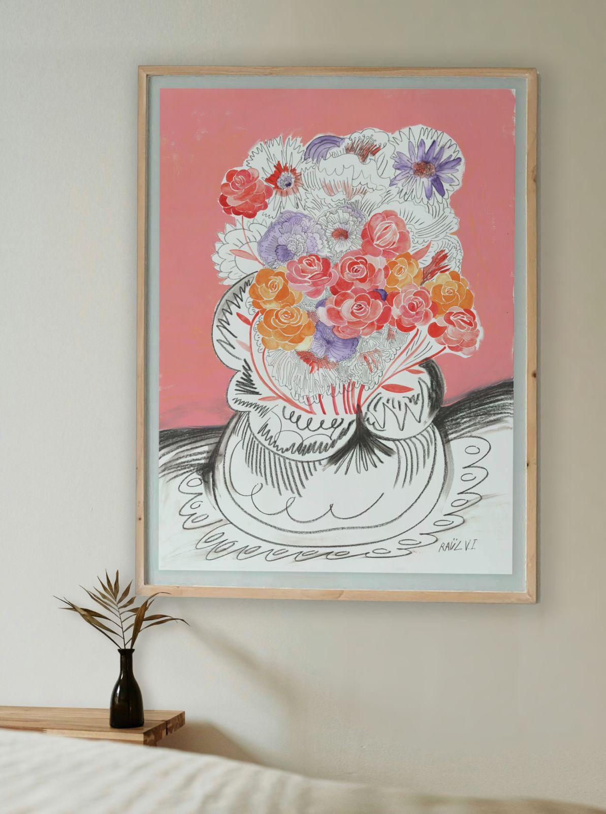 La Madura - Figurative Painting Rosa di Raül Vazquez Izquierdo