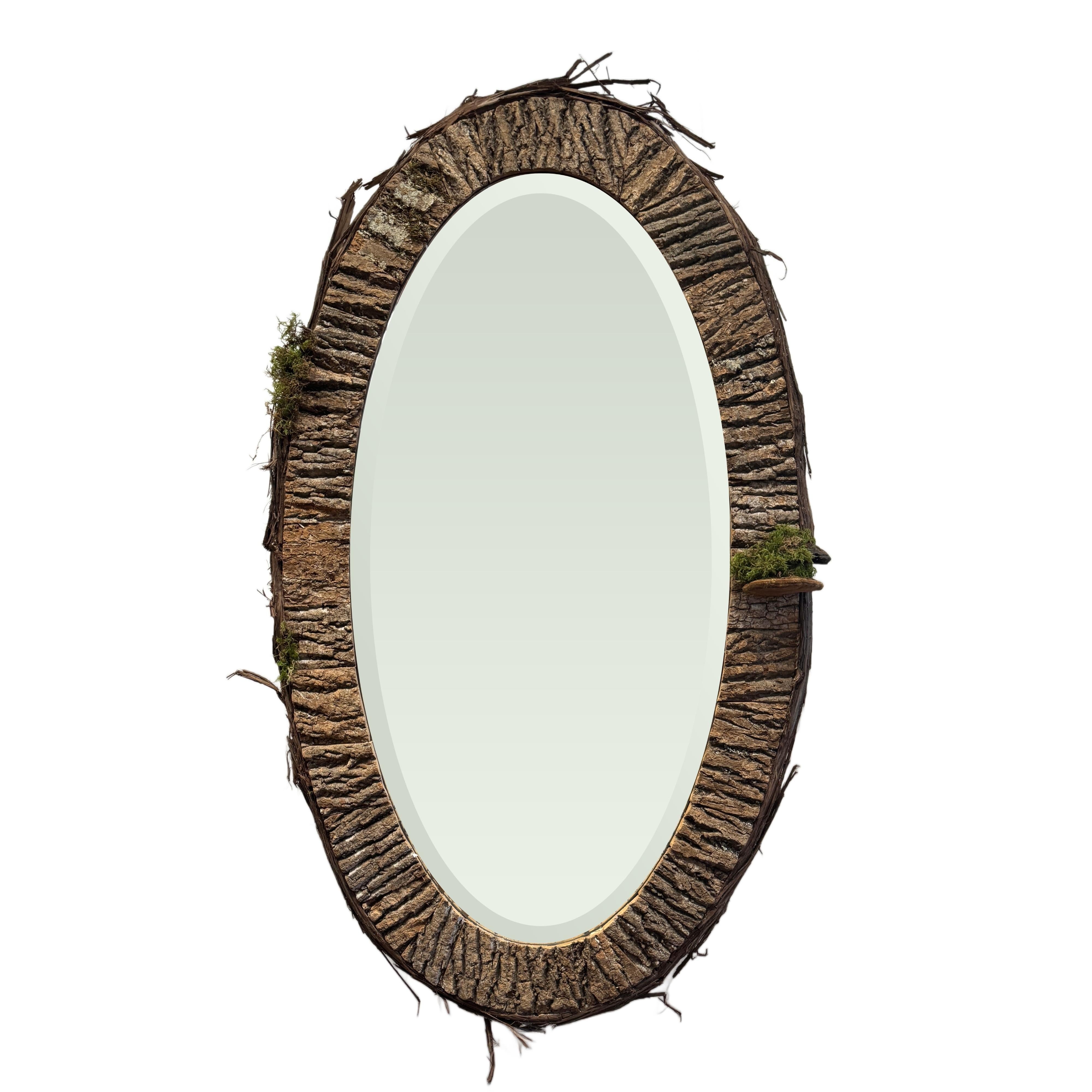 Raleigh Adams Oval Woodland Spiegel (Handgefertigt) im Angebot