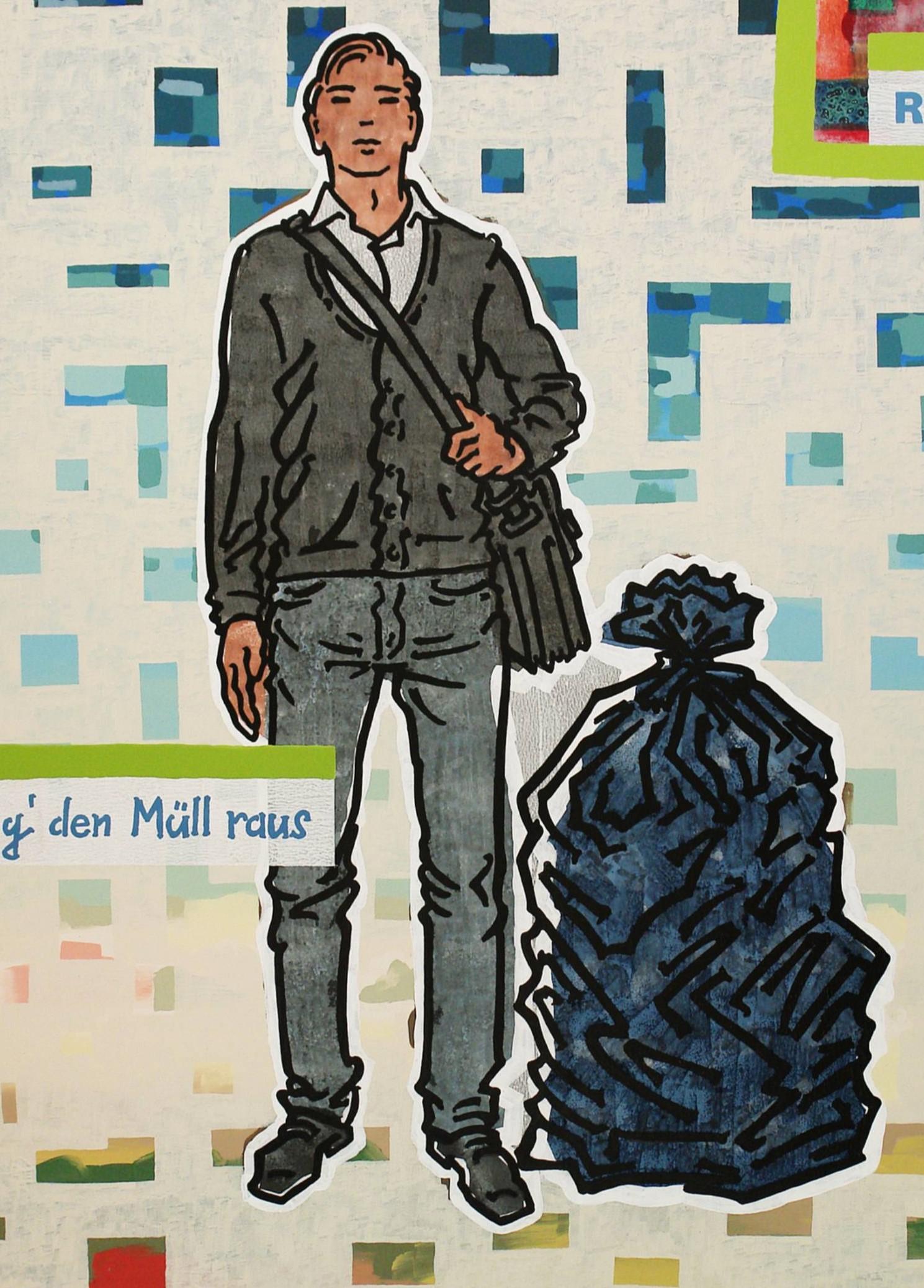 Bring’ den Müll raus – Original Pop Art Painting by Ralf Schmidt For Sale 1