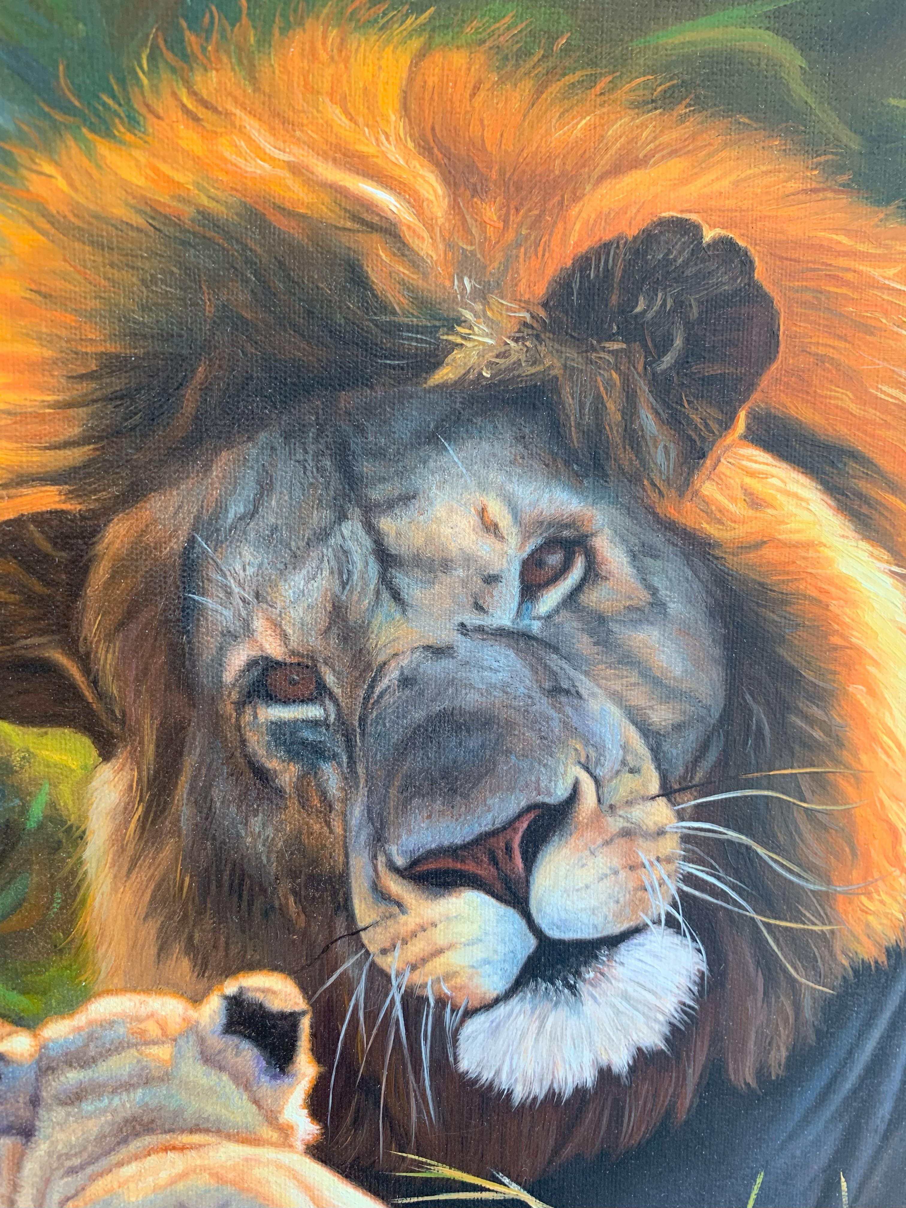 Hallo Papa - peinture d'animaux photoréaliste en vente 2