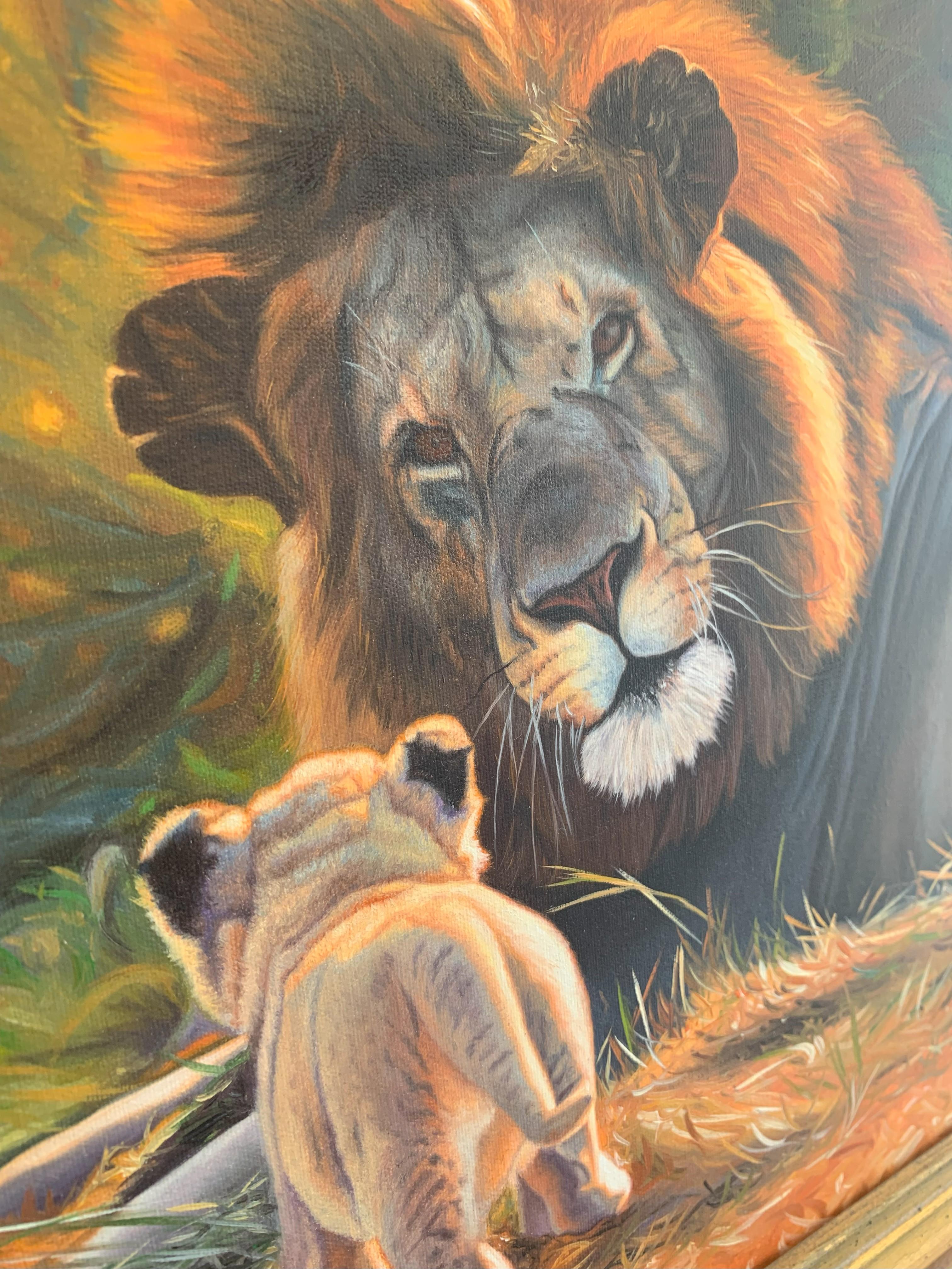 Hallo Papa - peinture d'animaux photoréaliste en vente 3