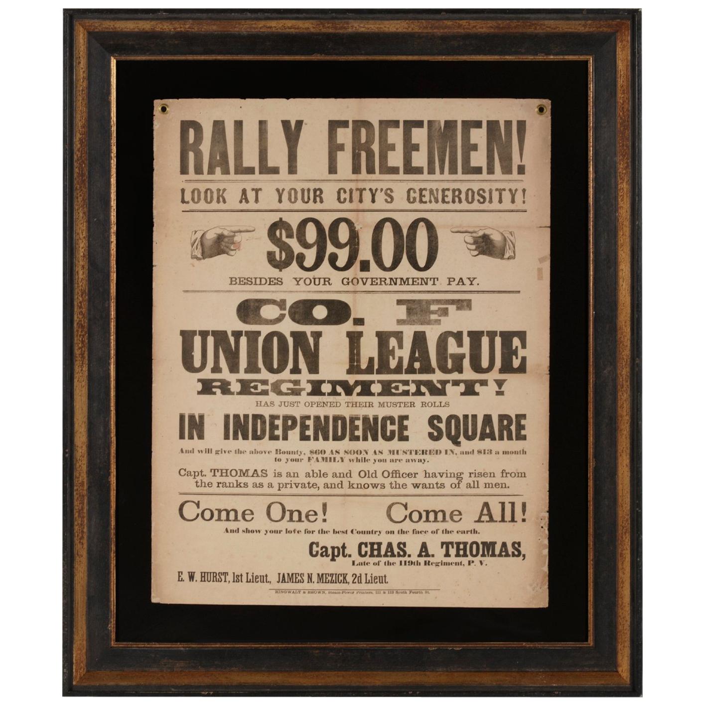 "Rally Freemen!..." Civil War Recruitment Broadside 
