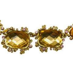 RALP LAUREN signiert Vintage Goldton Glas massiv Designer Halskette