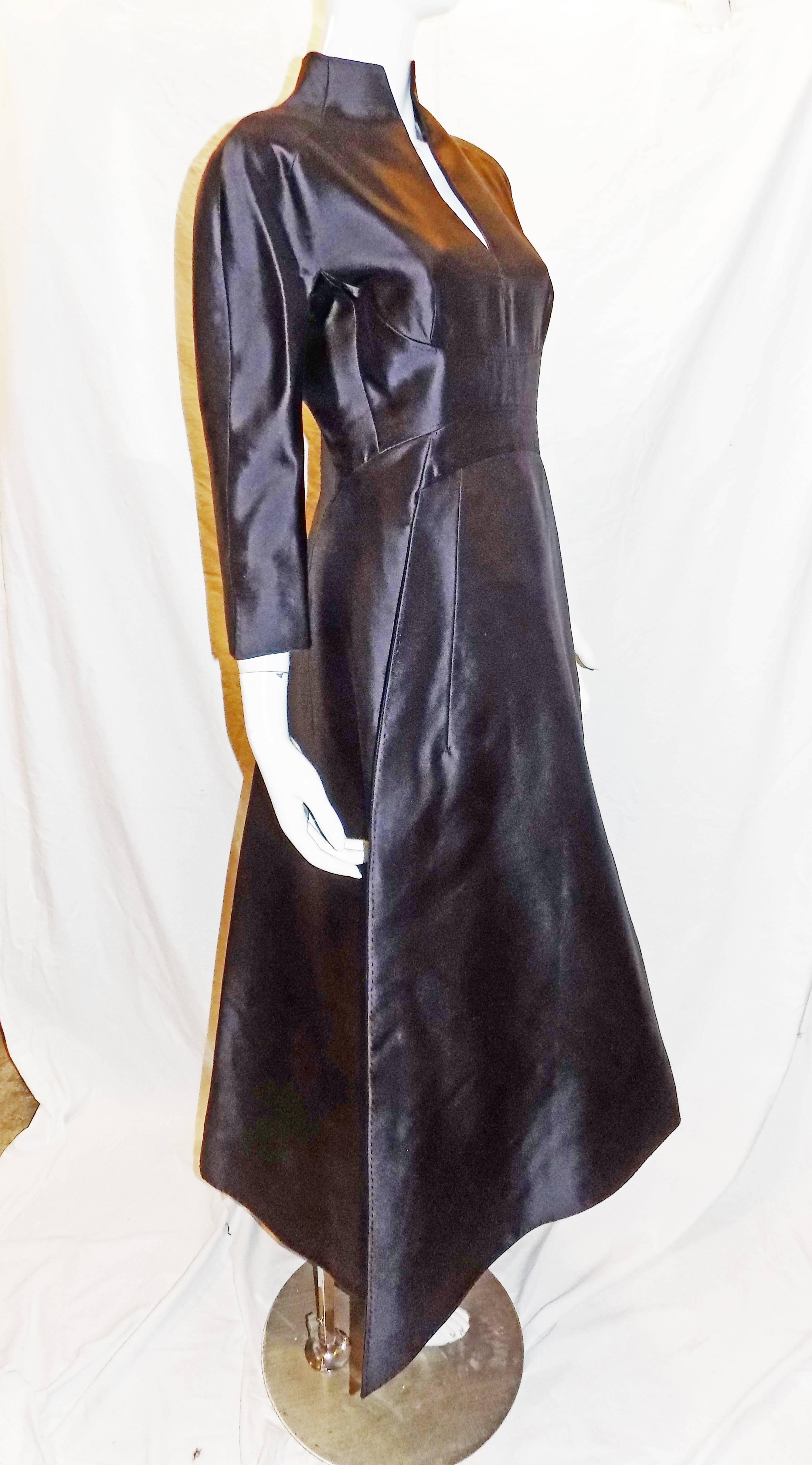 Women's Ralp Rucci  Chado Black Silk Long sleeve evening Gown For Sale