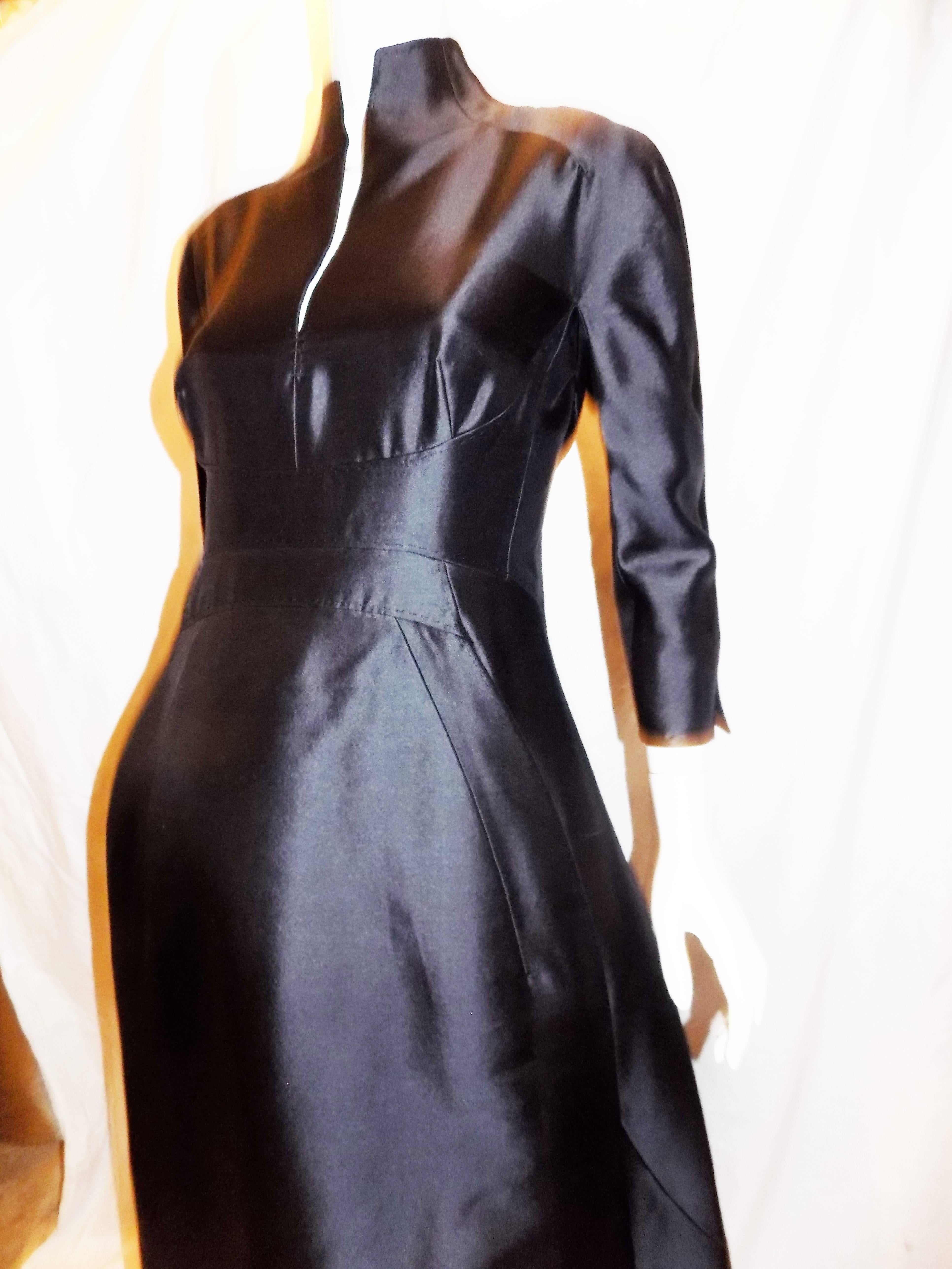 Ralp Rucci  Chado Black Silk Long sleeve evening Gown For Sale 4