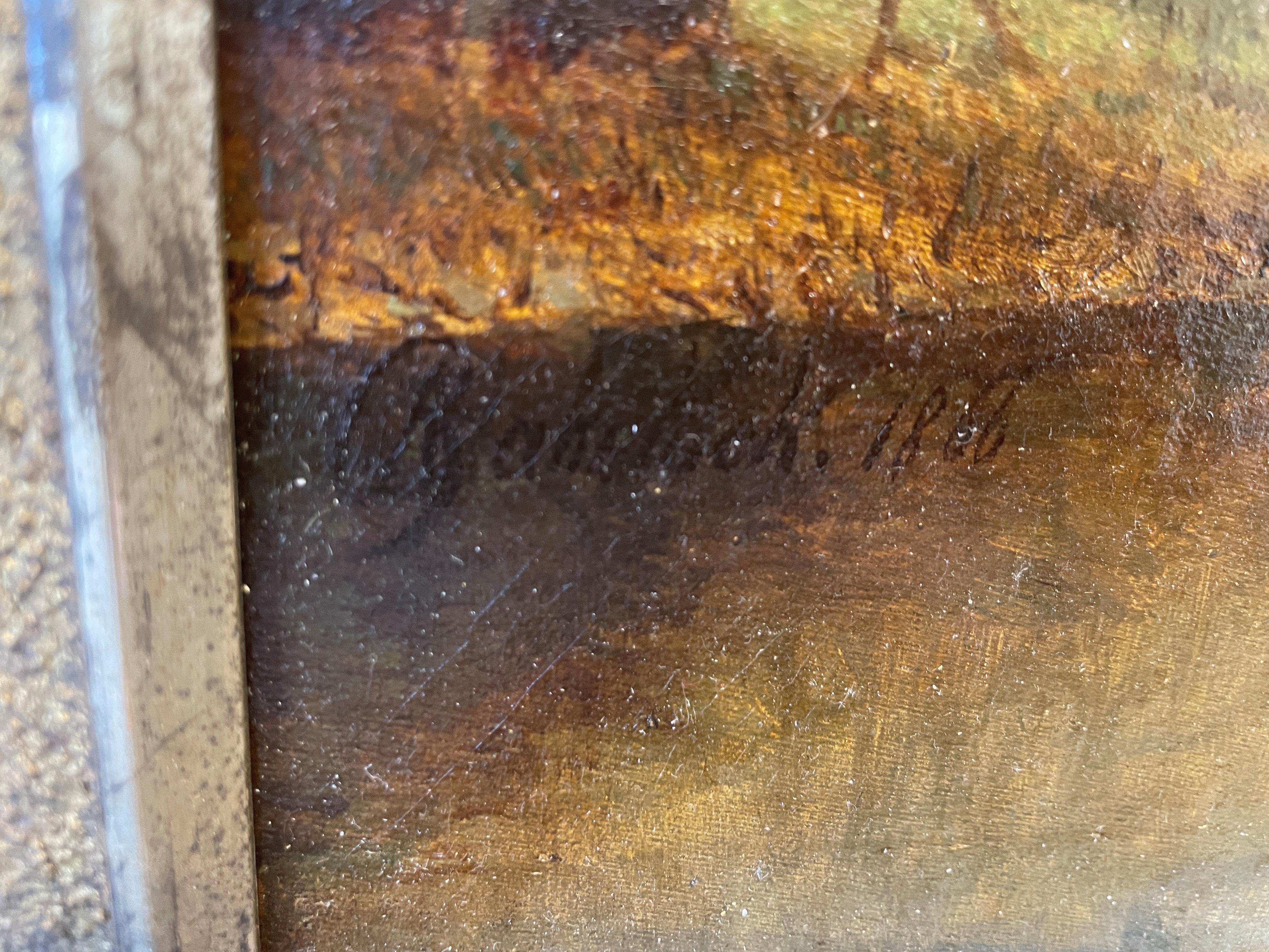 Ralph Albert Blakelock
Hillside Landscape, 1866
Signed and dated to left
Oil on canvas
12 1/4 in. x 20 1/8 inches
This painting is listed as Category II, no. NBI-2122 in the University of Nebraska Blakelock Inventory.

Provenance:
Questroyal Fine