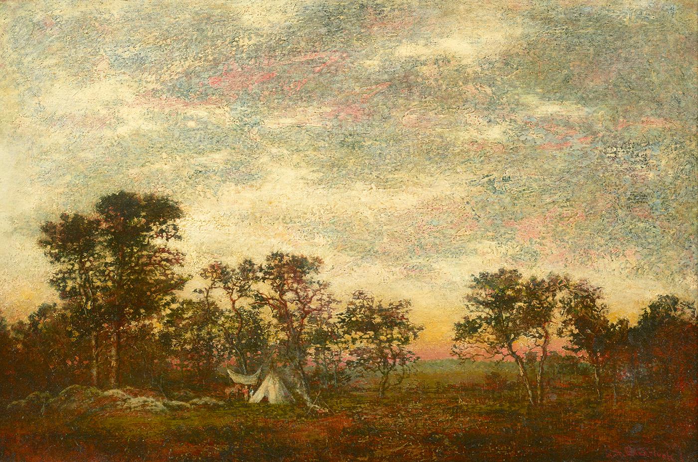 Landscape Painting de Ralph Albert Blakelock - Campamento indio
