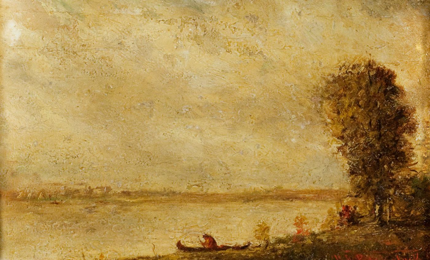 Ralph Albert Blakelock Indian with a Canoe For Sale at 1stDibs