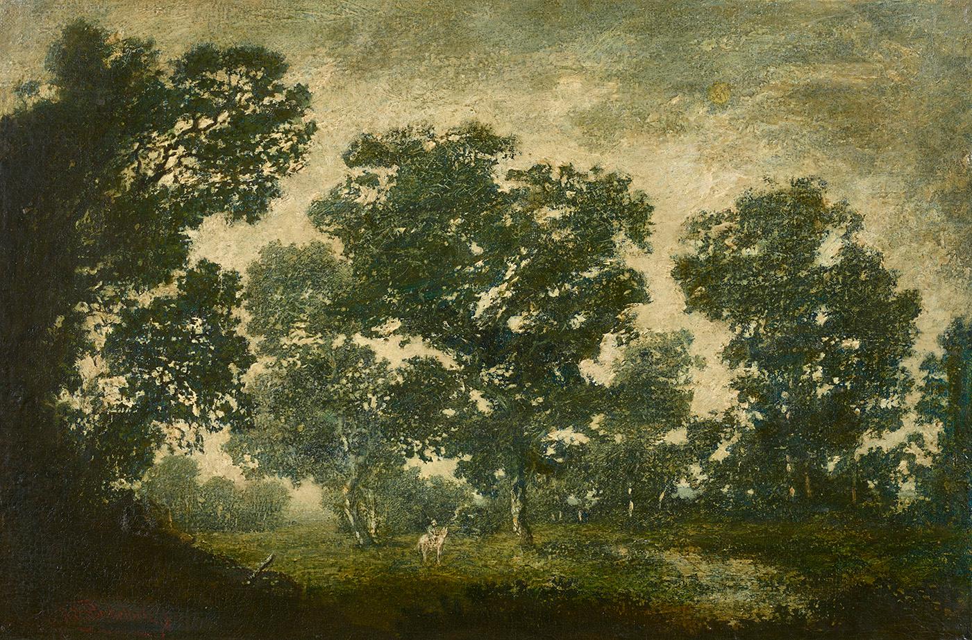 Ralph Albert Blakelock Landscape Painting - Landscape with Rider, 1892