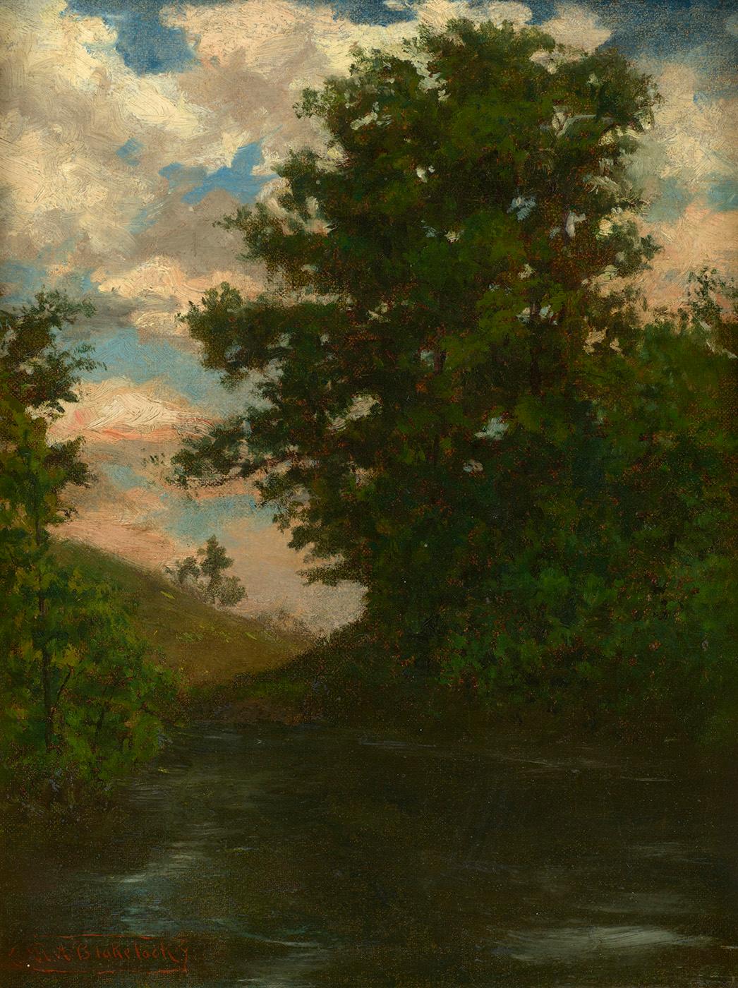 Ralph Albert Blakelock Landscape Painting - Trees by a Stream 