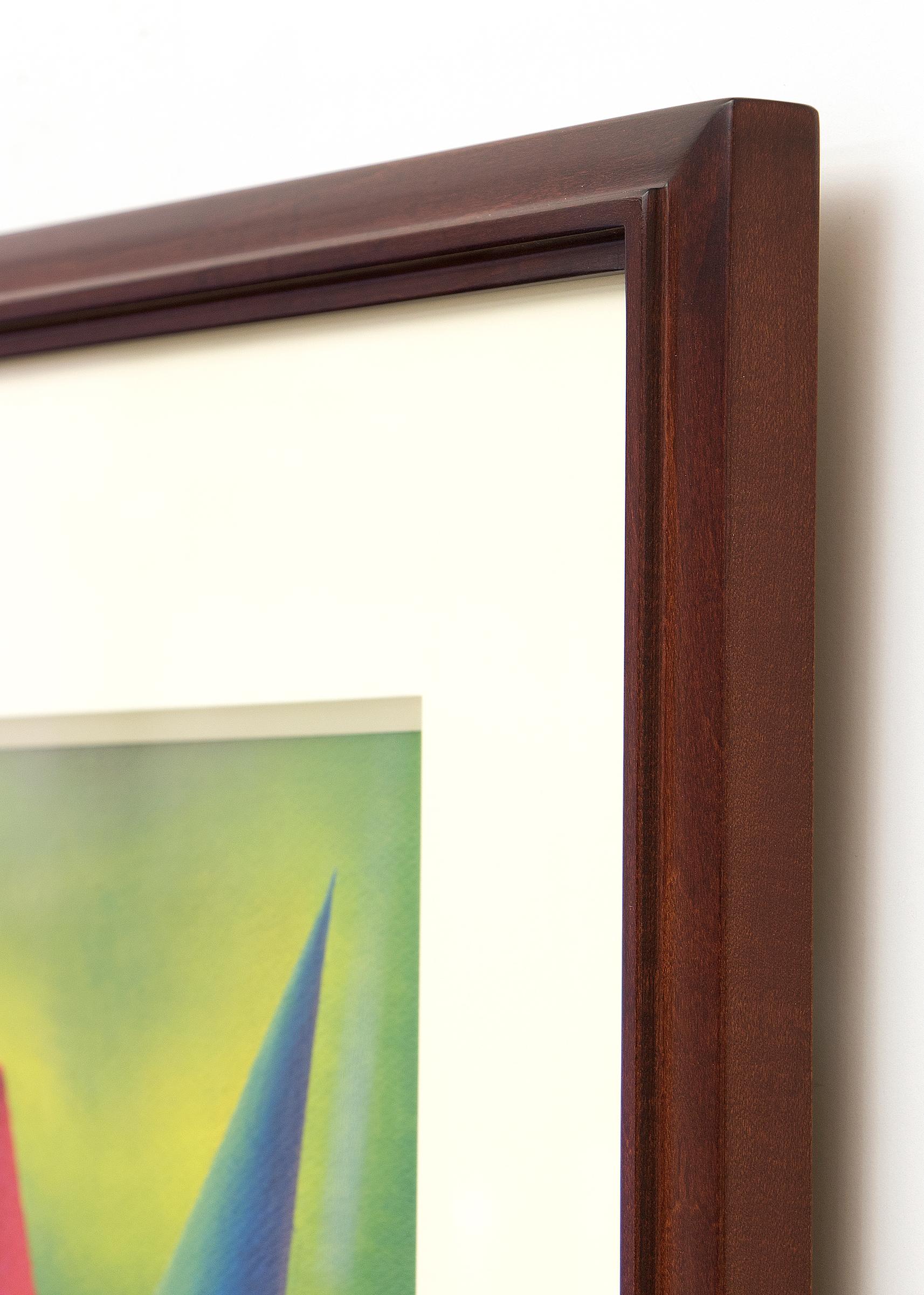 Pittura a olio geometrica astratta degli anni '40: Forma di base blu e verde con cornice #2 in vendita 2