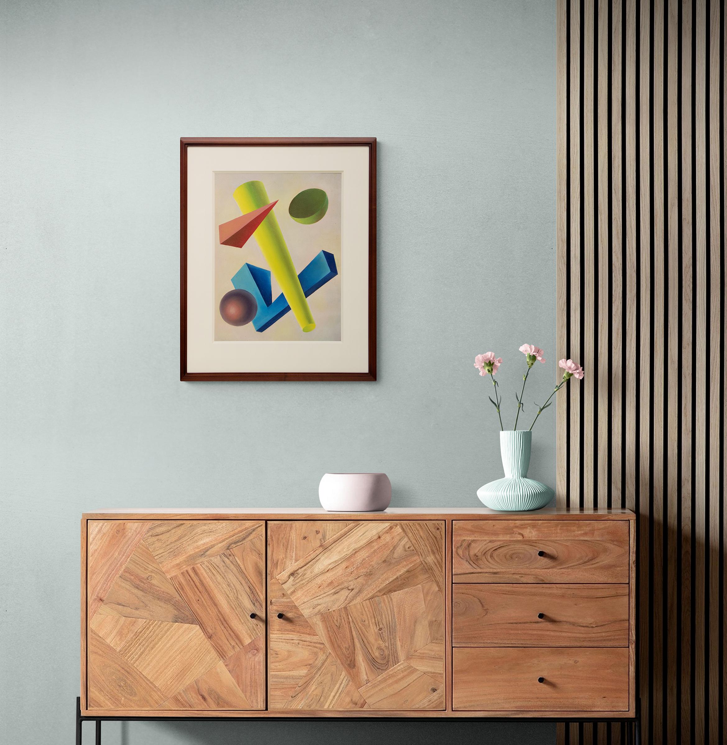Problema di forma di base #5, dipinto geometrico moderno degli anni '40 con forme, Greene & Greene - Painting Moderno di Ralph Anderson