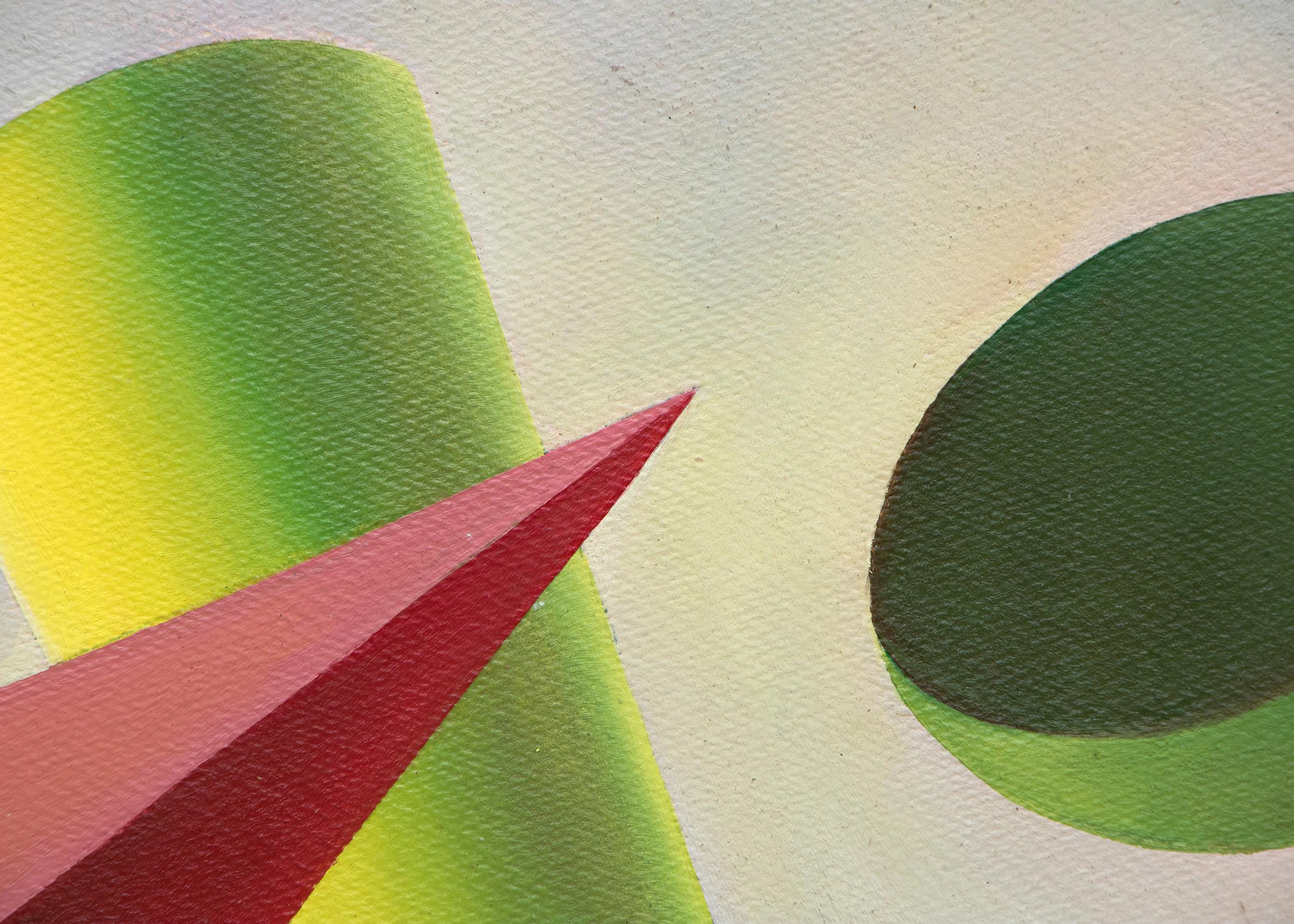Problema di forma di base #5, dipinto geometrico moderno degli anni '40 con forme, Greene & Greene - Figurative Painting Beige di Ralph Anderson
