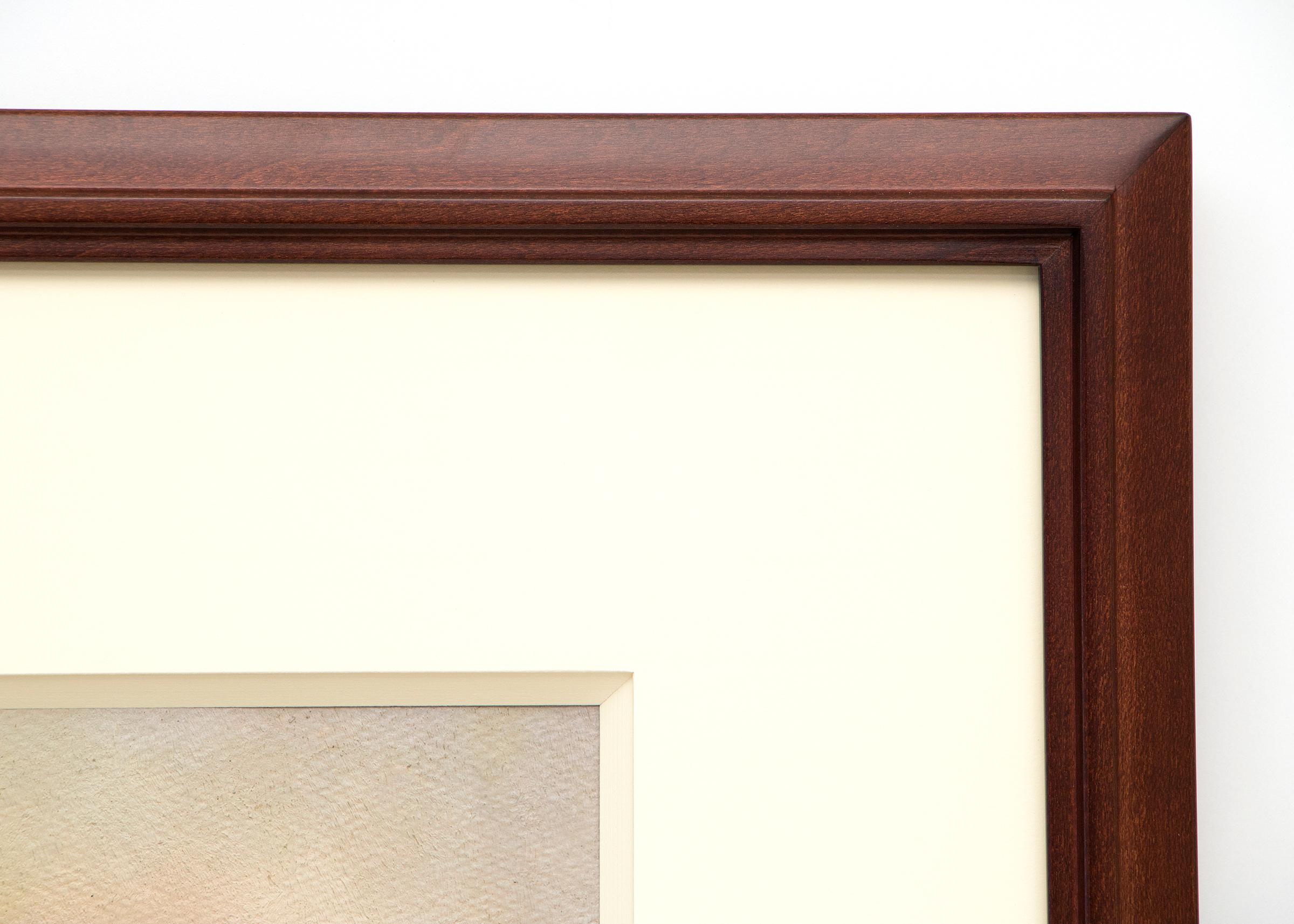 Quadro geometrico moderno a olio su carta dell'artista del XX secolo Ralph Anderson nei colori blu, verde, rosa e viola.  Presentato in una cornice di legno duro personalizzata con tutti i materiali d'archivio.  Le dimensioni esterne misurano 28 ¼ x