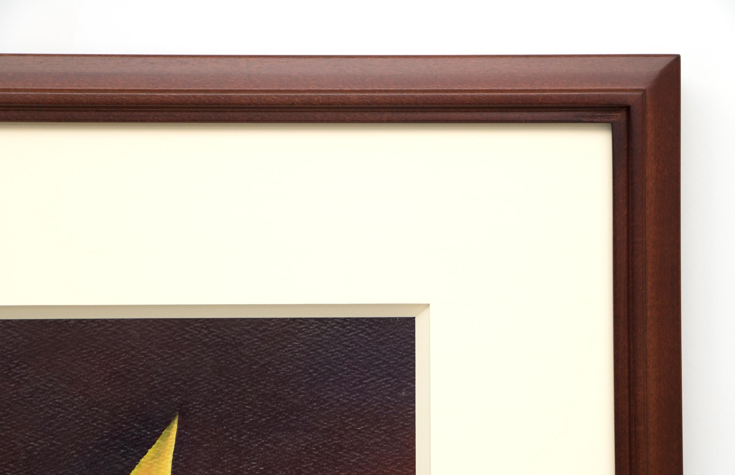 
Questo affascinante dipinto geometrico a olio su carta, realizzato dal famoso artista del XX secolo Ralph Anderson, mostra una composizione audace in ricche tonalità di viola, rosso e blu. L'approccio modernista di Anderson all'astrazione è