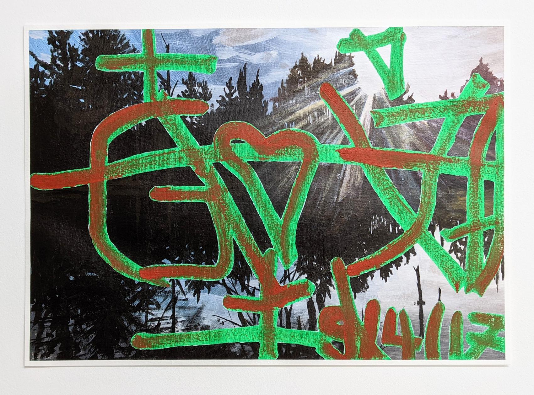 "G" Acrylic on Paper Piece by Ralph Anderson