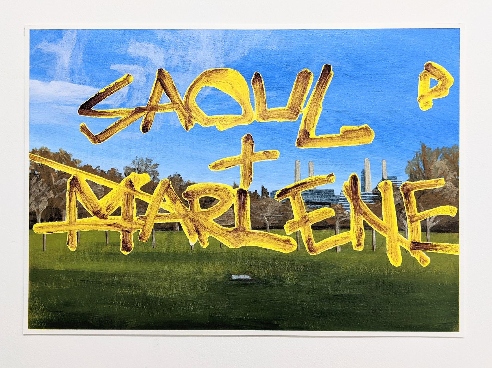 „Saoul + Marlene“ Acryl auf Papier, Gemälde von Ralph Anderson