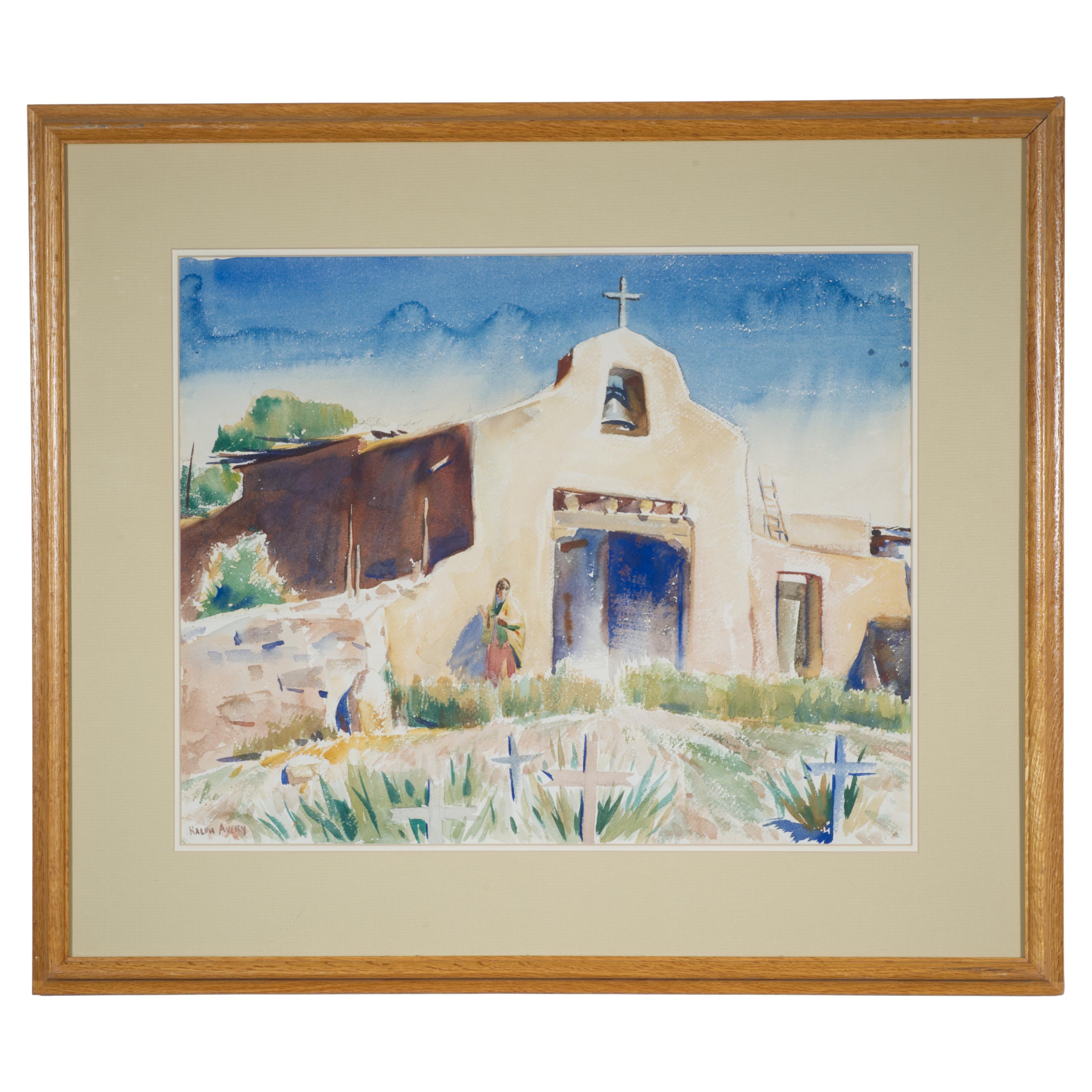 Ralph Avery Escena de Nuevo México, Pintura a la acuarela, Circa 1938-41
