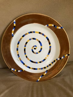 Ralph Bacerra Large Ceramic/Pottery Charger/Plate with Gold Glaze, Signed
