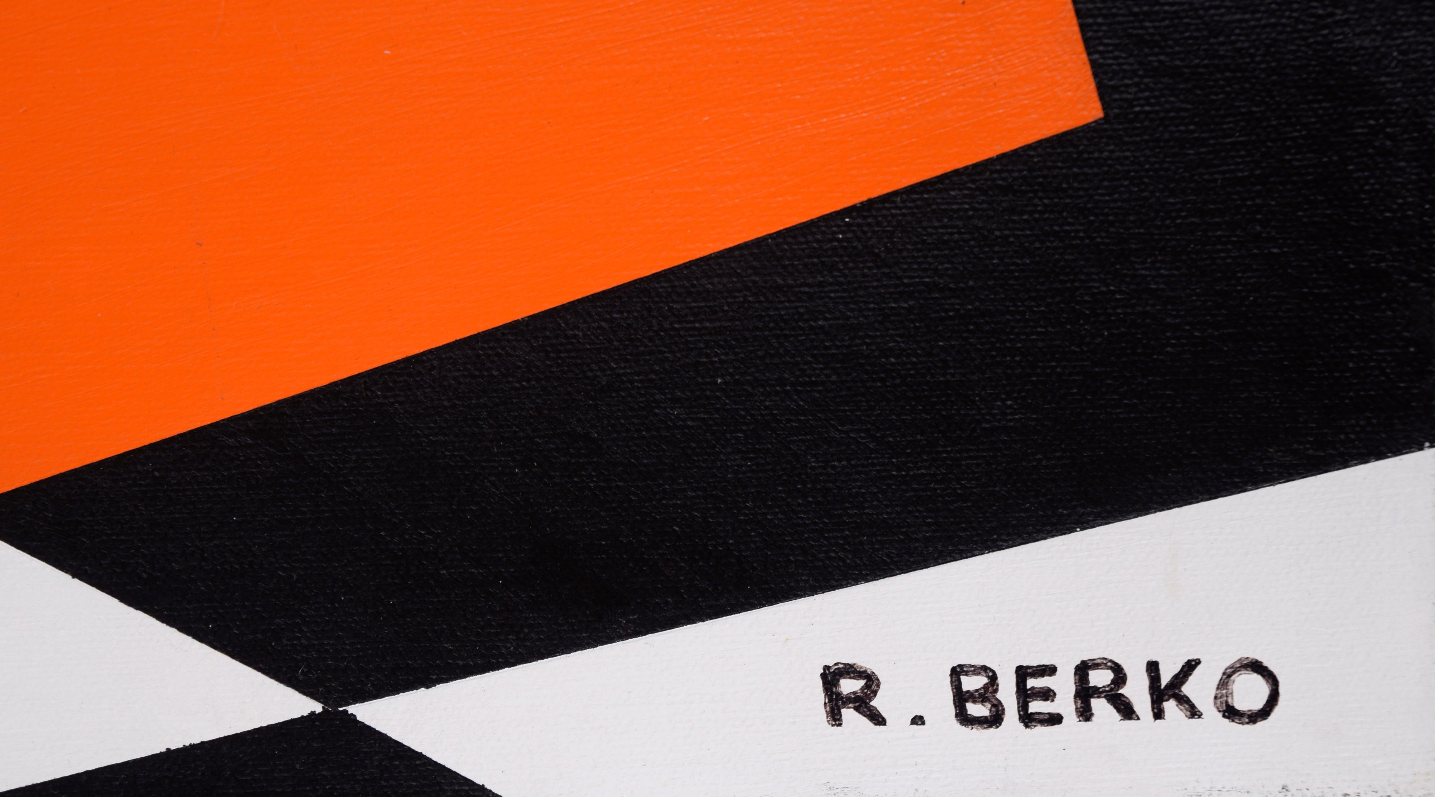 Pieces Falling into Place - Geometric Op-Art in Acrylic on Canvas (Triptych) For Sale 4