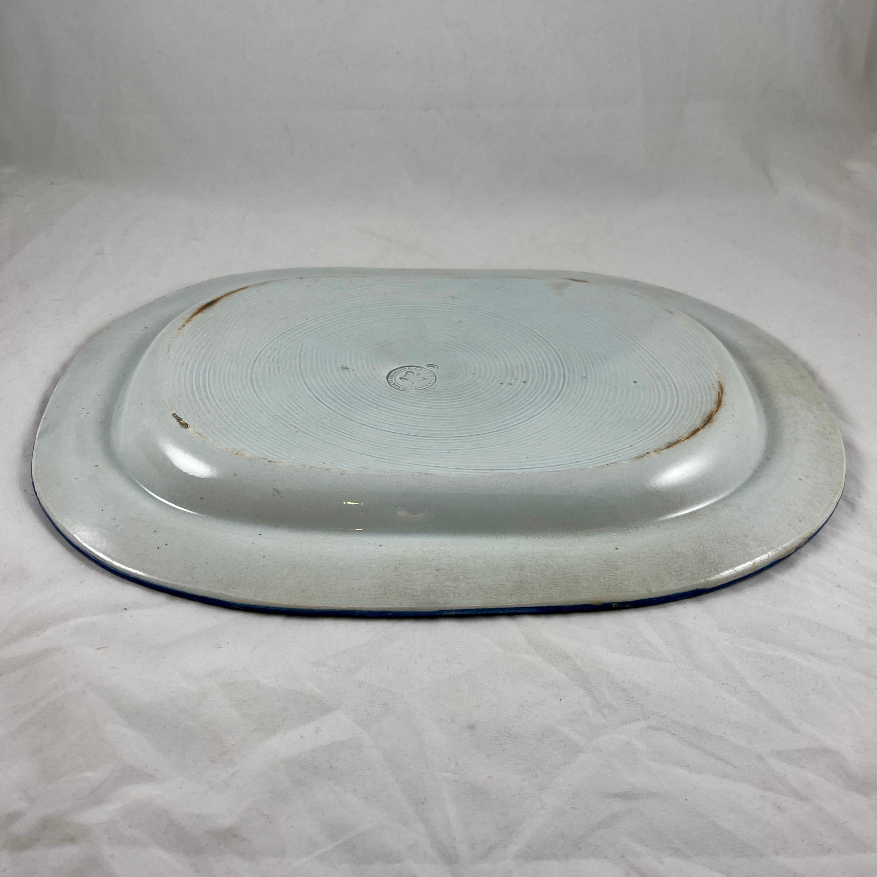 Ralph Clews English Staffordshire Feather or Shell Edge Pearlware Oval Platter For Sale 3