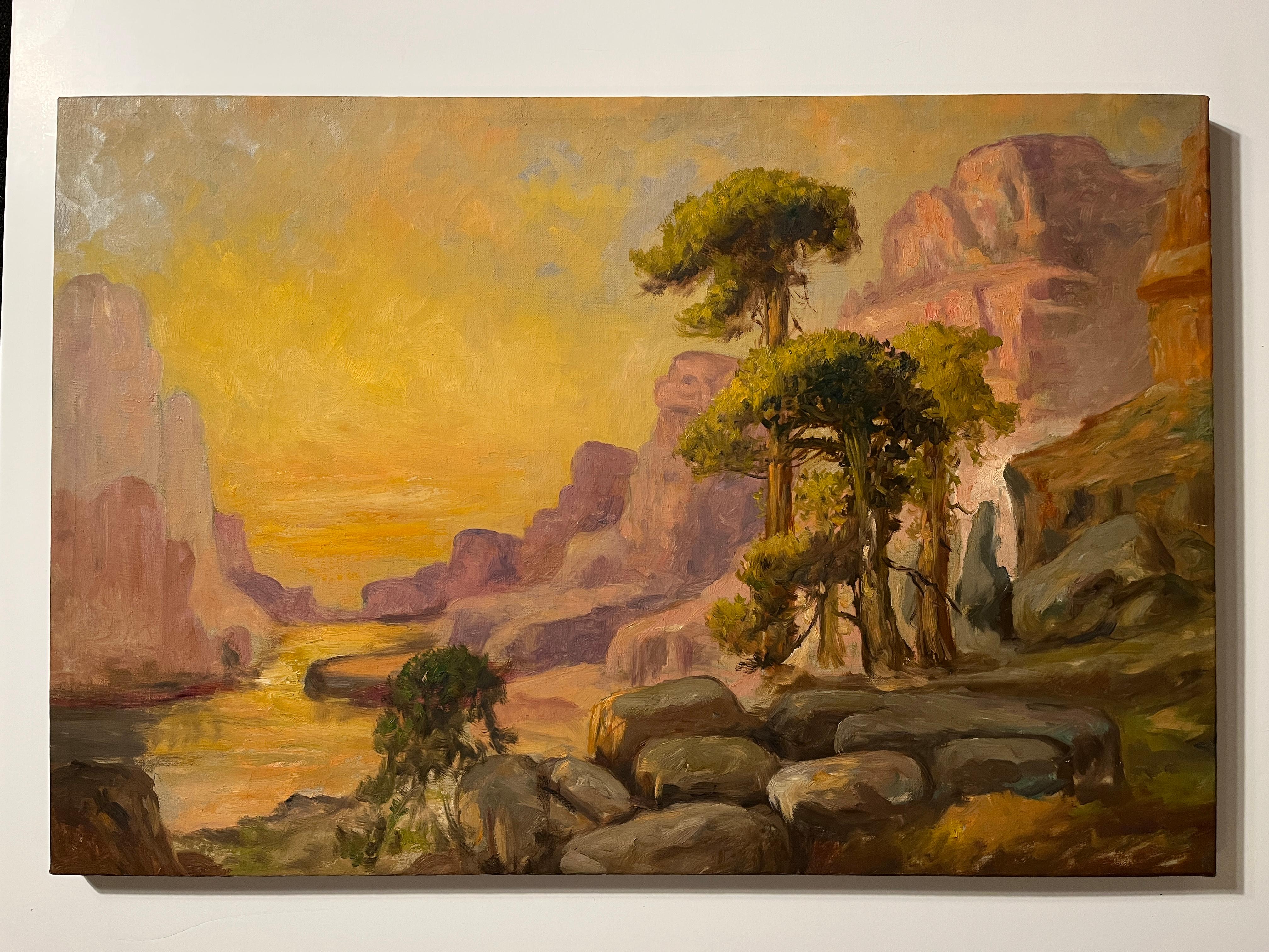 Ralph Davison Miller Landscape Painting - 1910's "Desert Landscape" Oil Painting