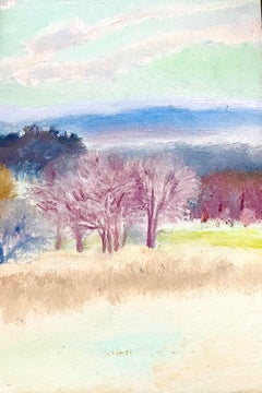 Modernist Oil Painting Bucolic Valley Woods Landscape Ralph Della Volpe