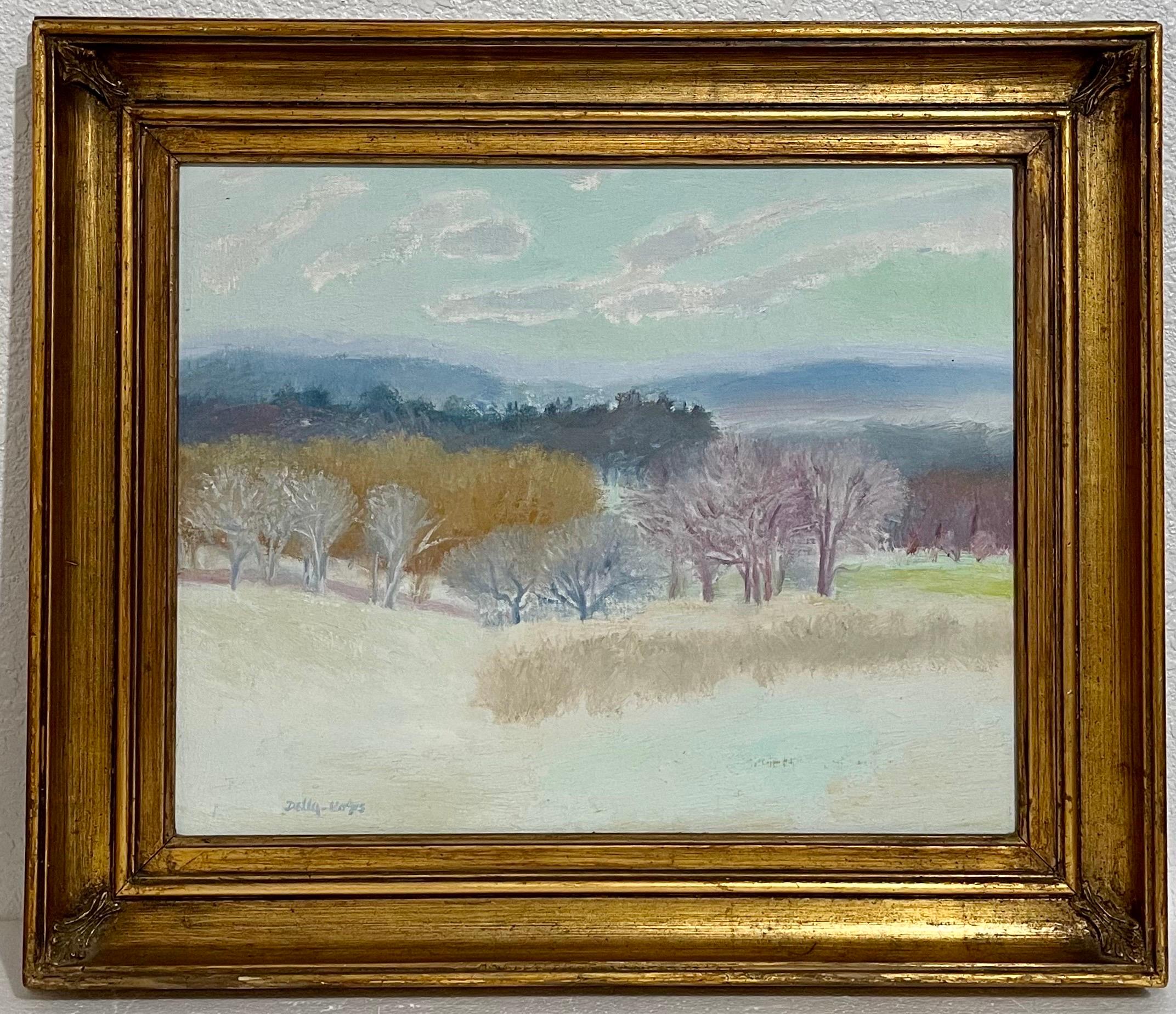 Peinture à l'huile moderniste - Paysage de vallée bucolique - Ralph Della Volpe en vente 5