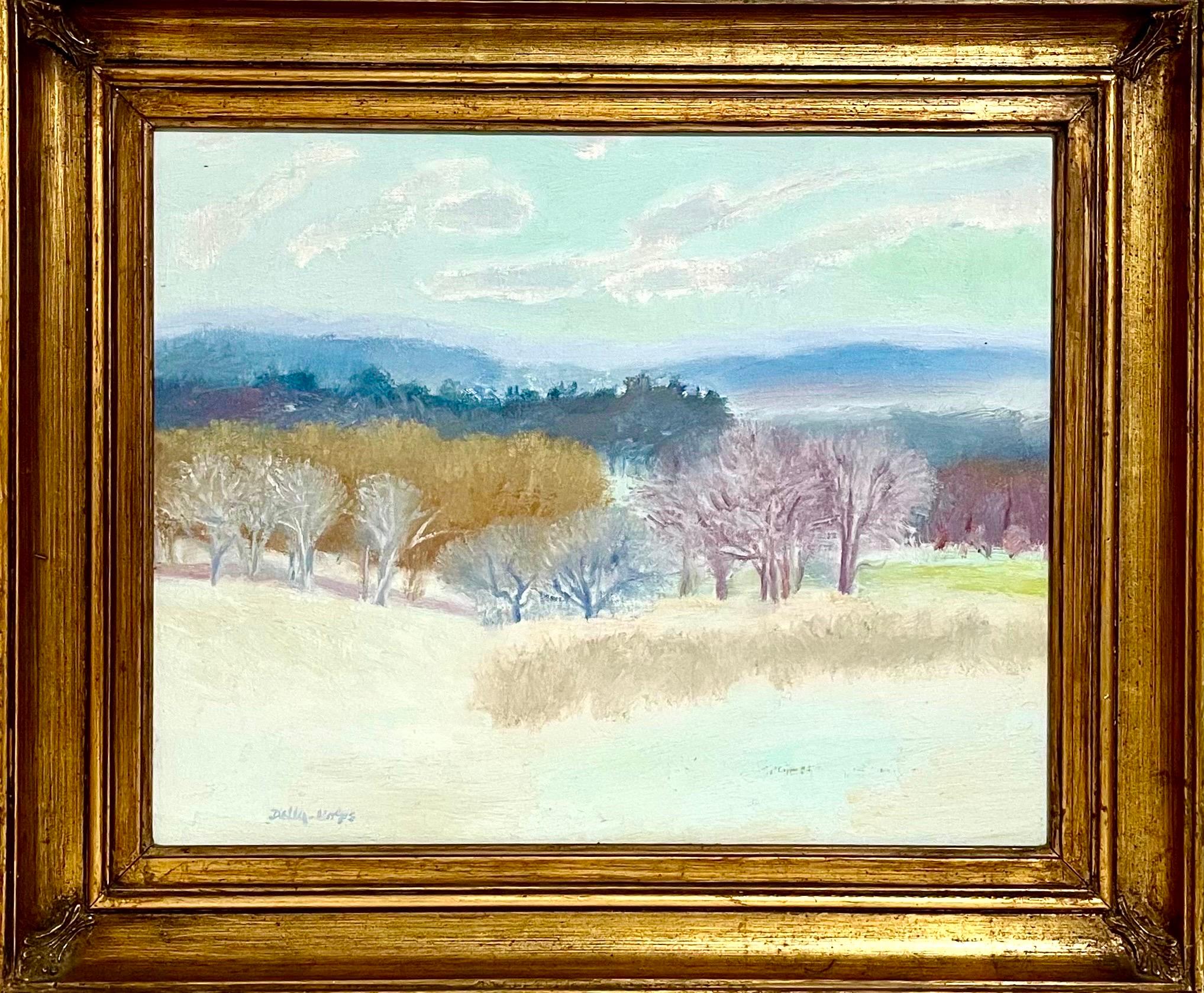 Modernist Oil Painting Bucolic Valley Woods Landscape Ralph Della Volpe