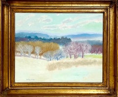 Vintage Modernist Oil Painting Bucolic Valley Woods Landscape Ralph Della Volpe