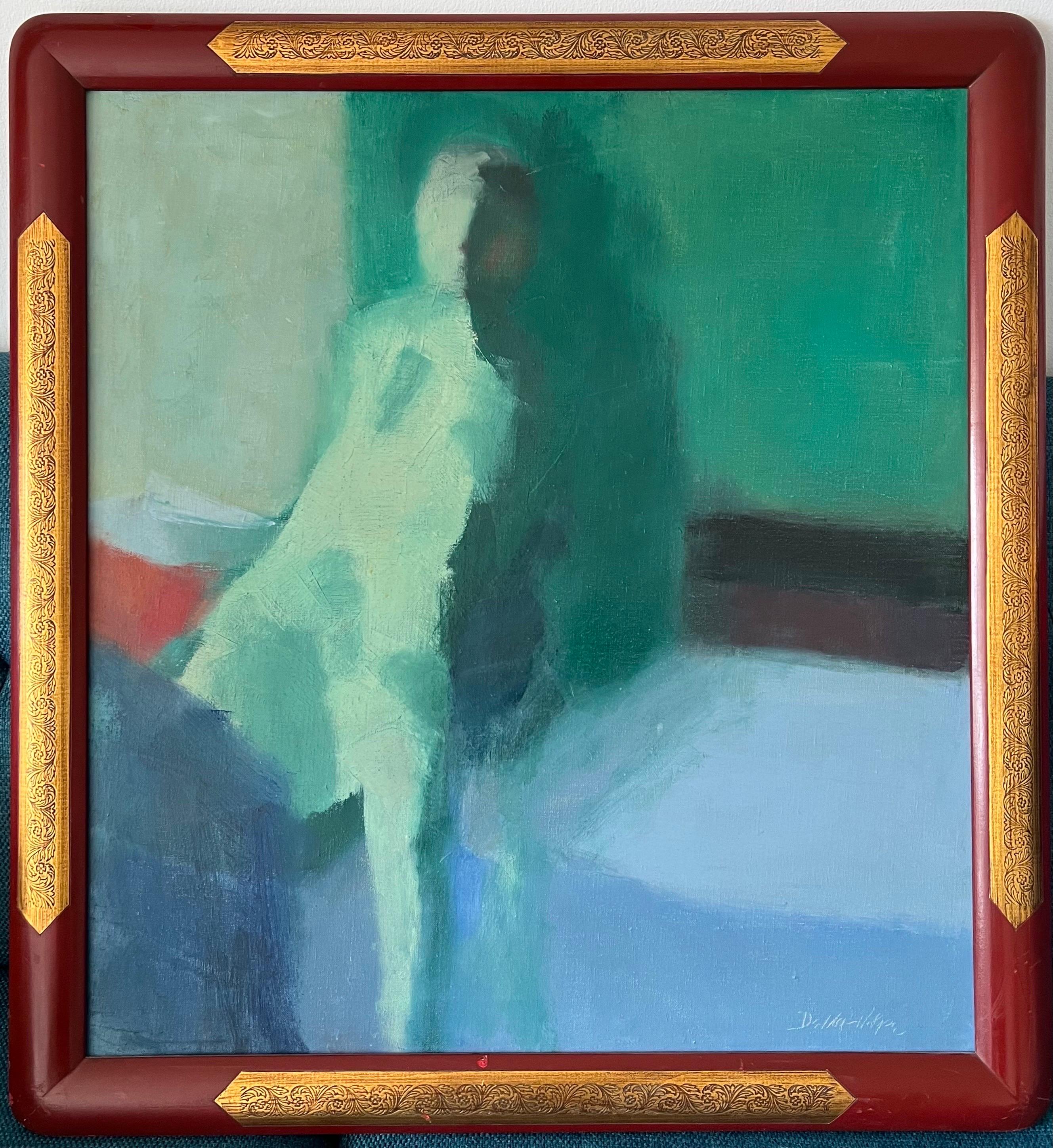 Modernist Oil Painting Moody Fauvist Abstract Nude Figure Ralph Della Volpe  For Sale 9