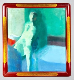 Modernist Oil Painting Moody Fauvist Abstract Nude Figure Ralph Della Volpe