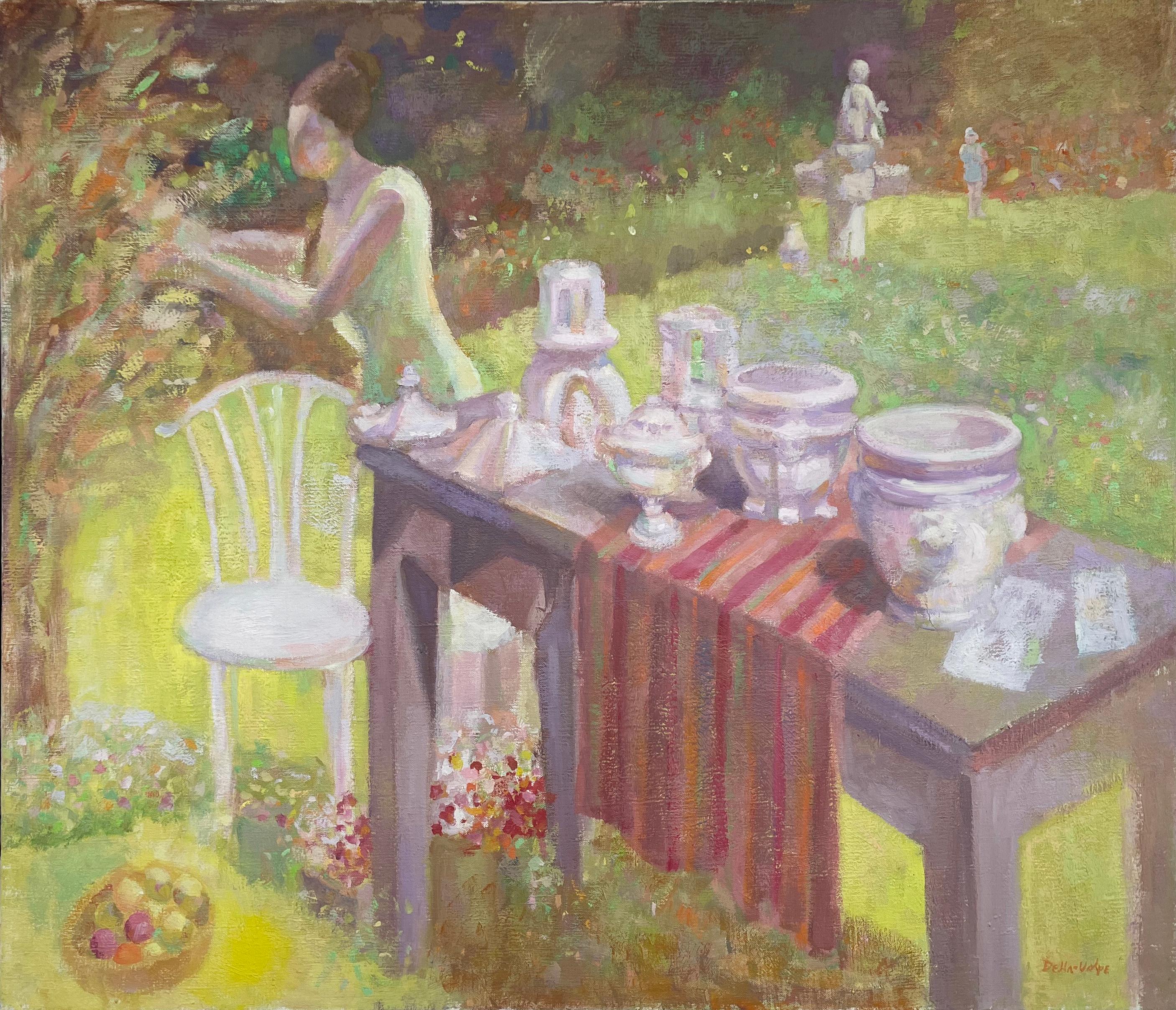 The Garden Table, Summer Time - Painting by Ralph Della-Volpe