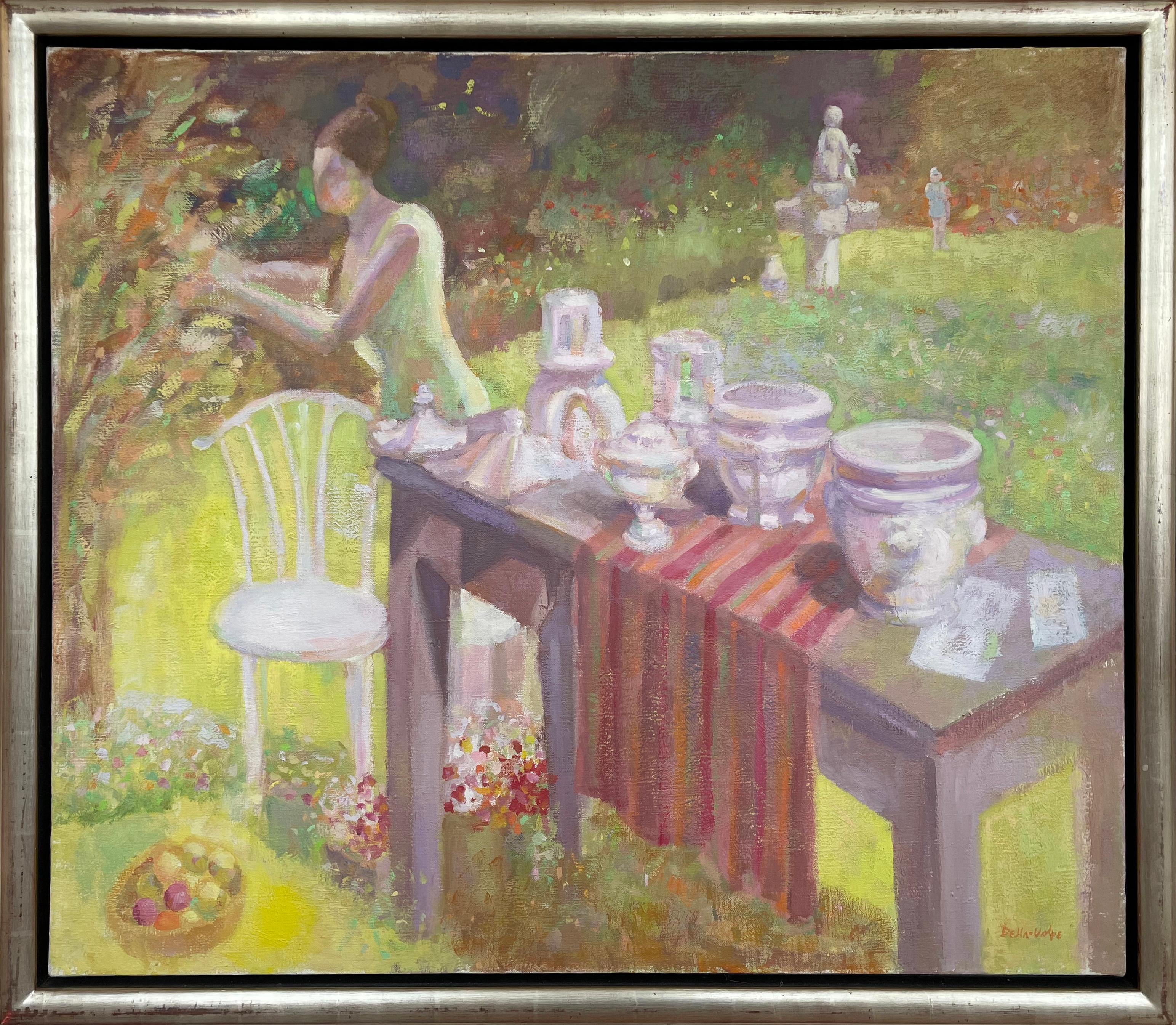 Ralph Della-Volpe Interior Painting – Der Gartentisch, Sommerzeit