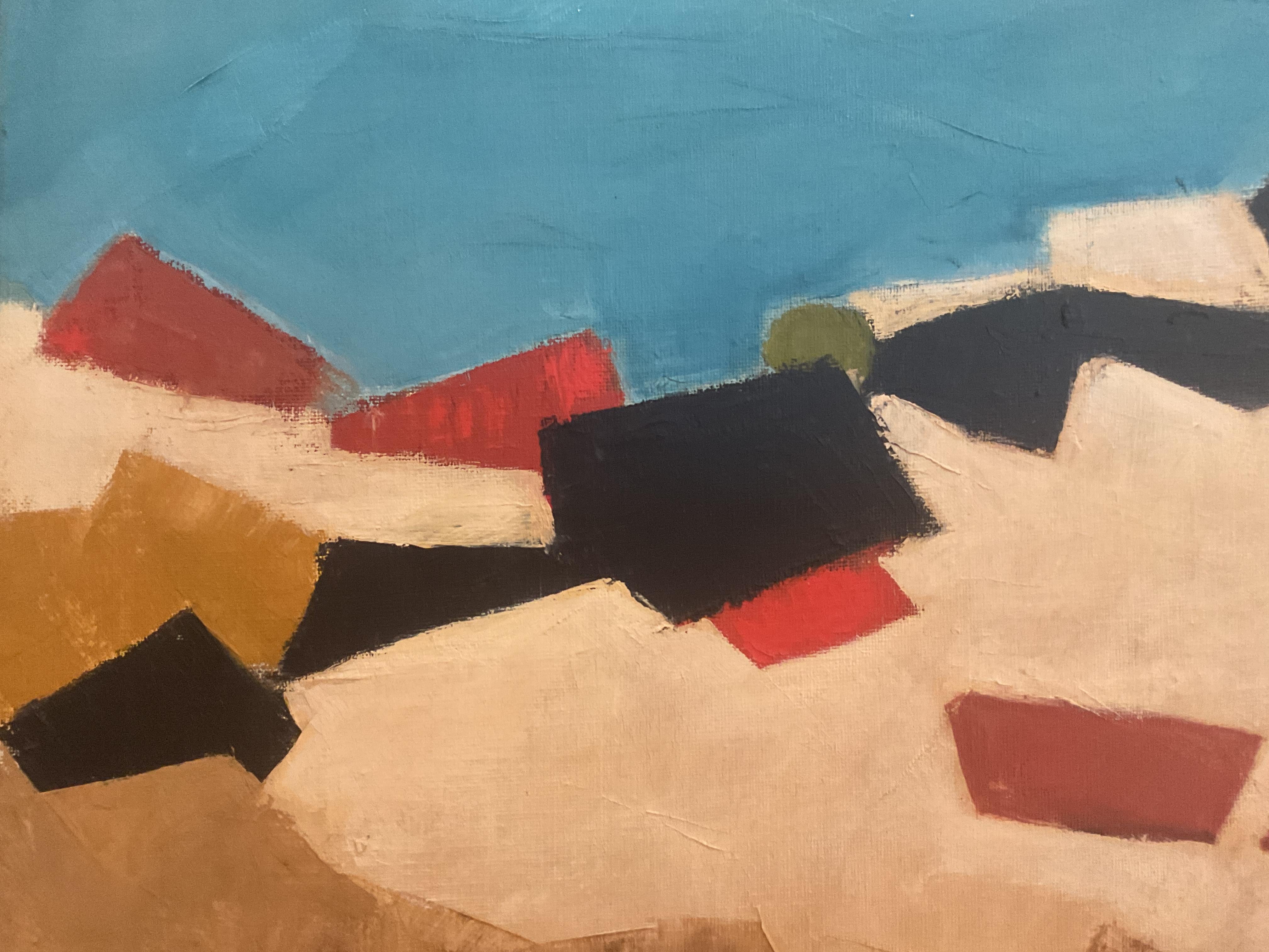 Peinture à l'huile moderniste abstraite - Ralph Dorn Hetzel, artiste renommé de la région de l'État de Pennsylvanie - Géométrique abstrait Painting par Ralph Dorn Hetzel, Jr