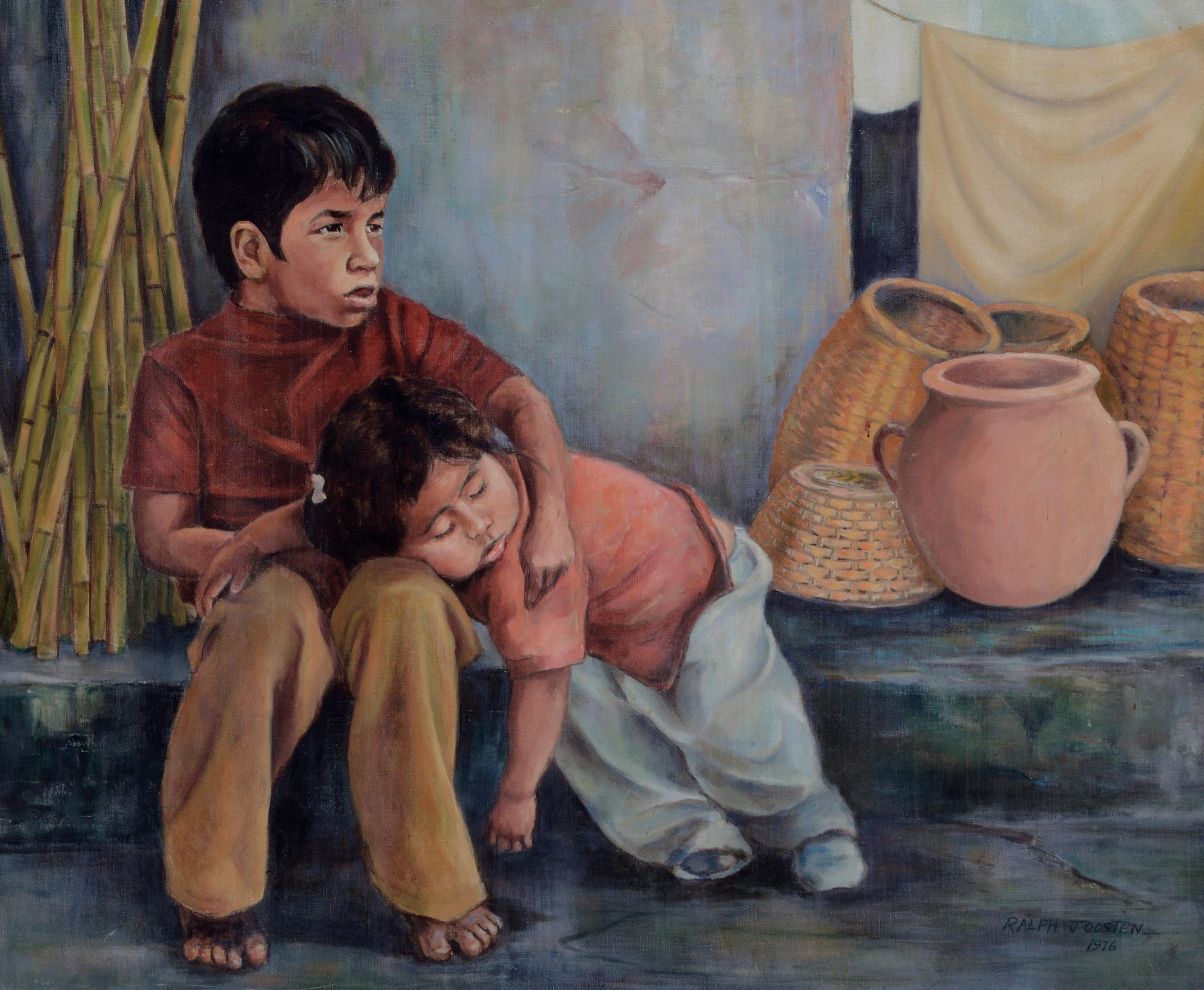 Siblings (Sleeping Sister) Mexico Figurative  - Painting by Ralph Edward Joosten