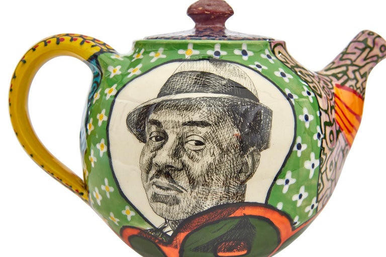 Ralph Ellison Teapot in Glazed Ceramic by Roberto Lugo For Sale at