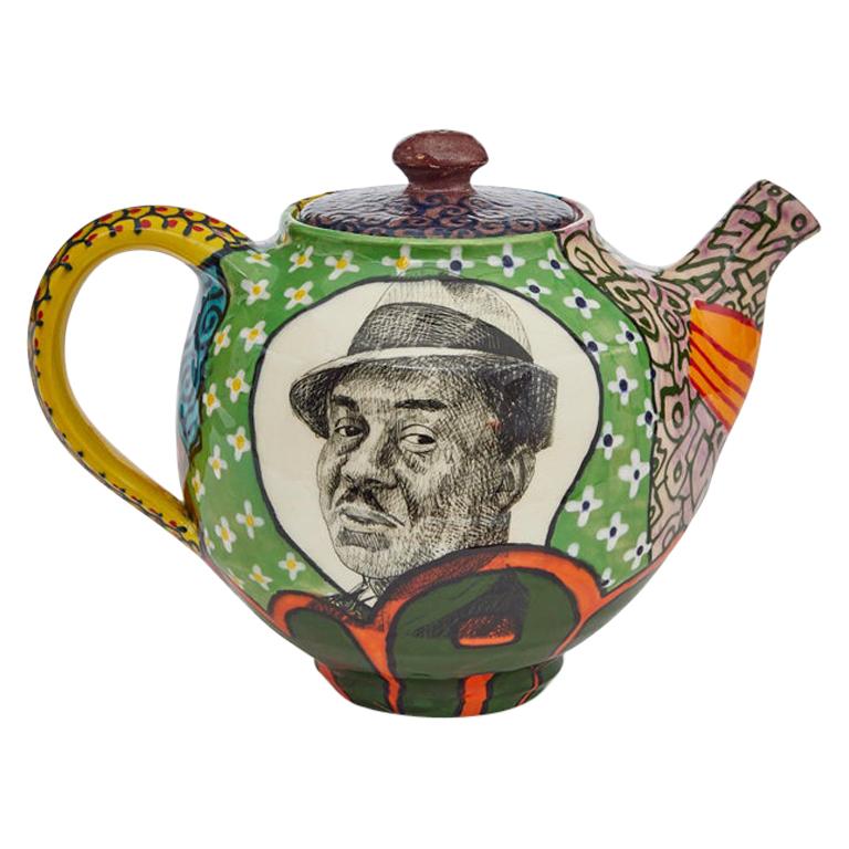Ralph Ellison Teapot in Glazed Ceramic by Roberto Lugo For Sale at