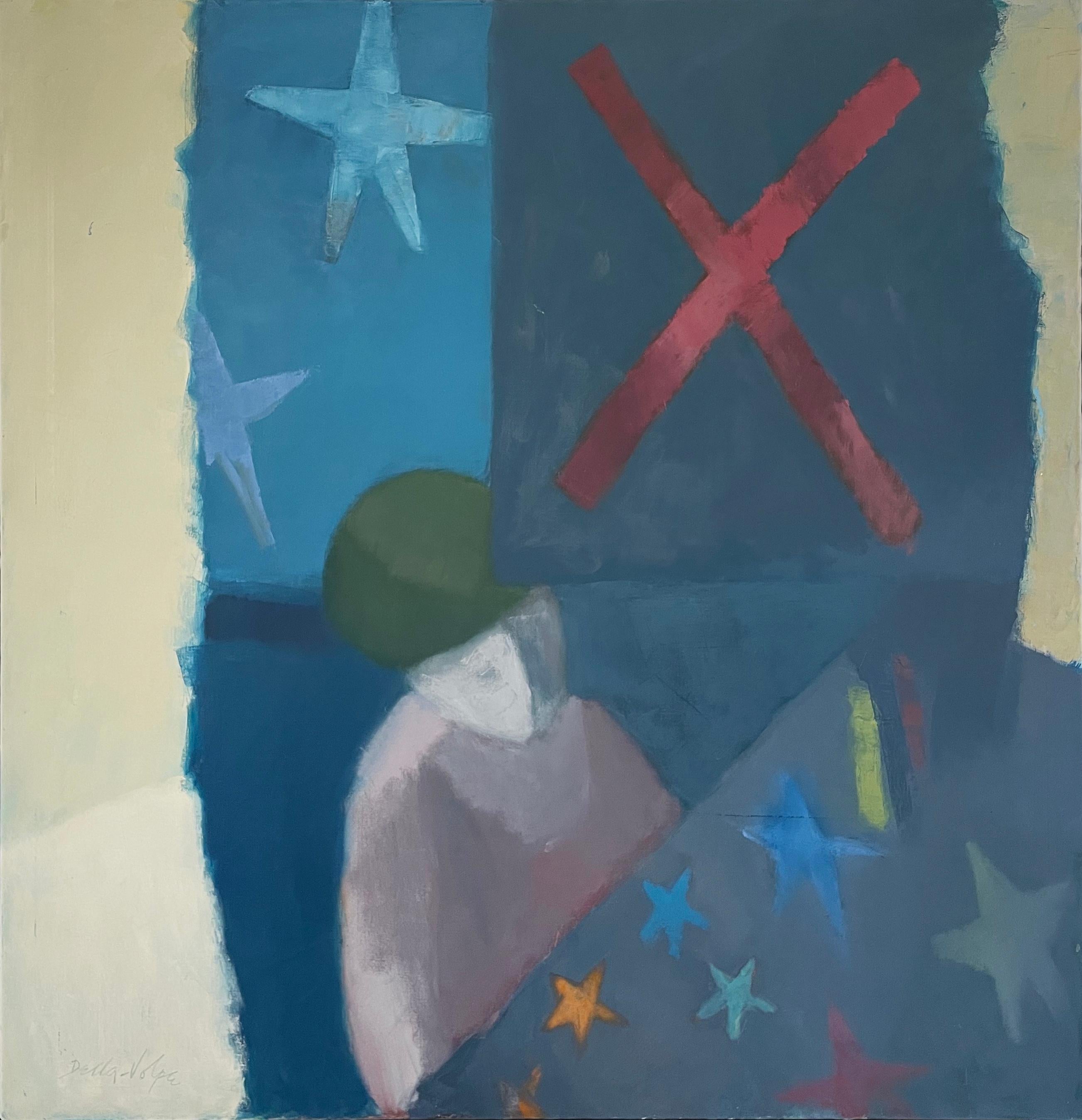 
A unique and uplifting Della-Volpe of a woman with abstracted elements of a flag that speaks of pride in America.  Della-Volpe himself had been in the war and when he came home he was part of the New York abstract-expressionist movement.  He moved