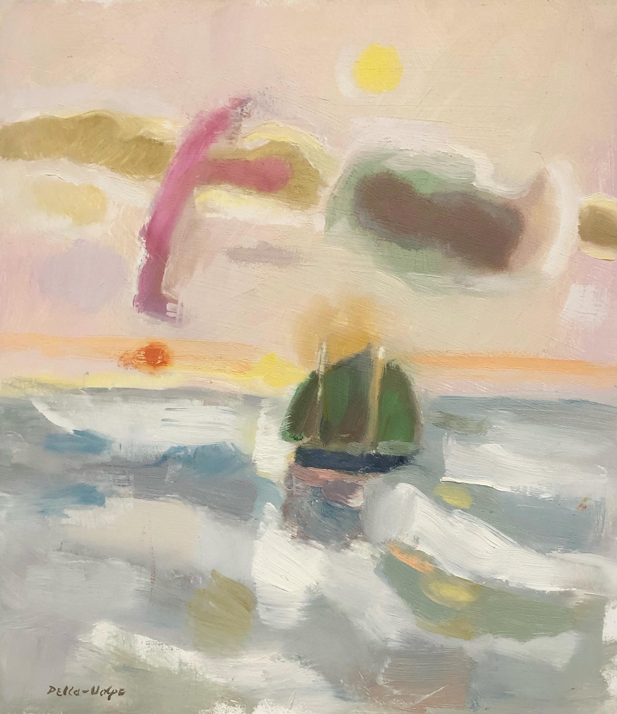 Head to Sea, scène de voile moderniste - Painting de Ralph Eugene Della-Volpe