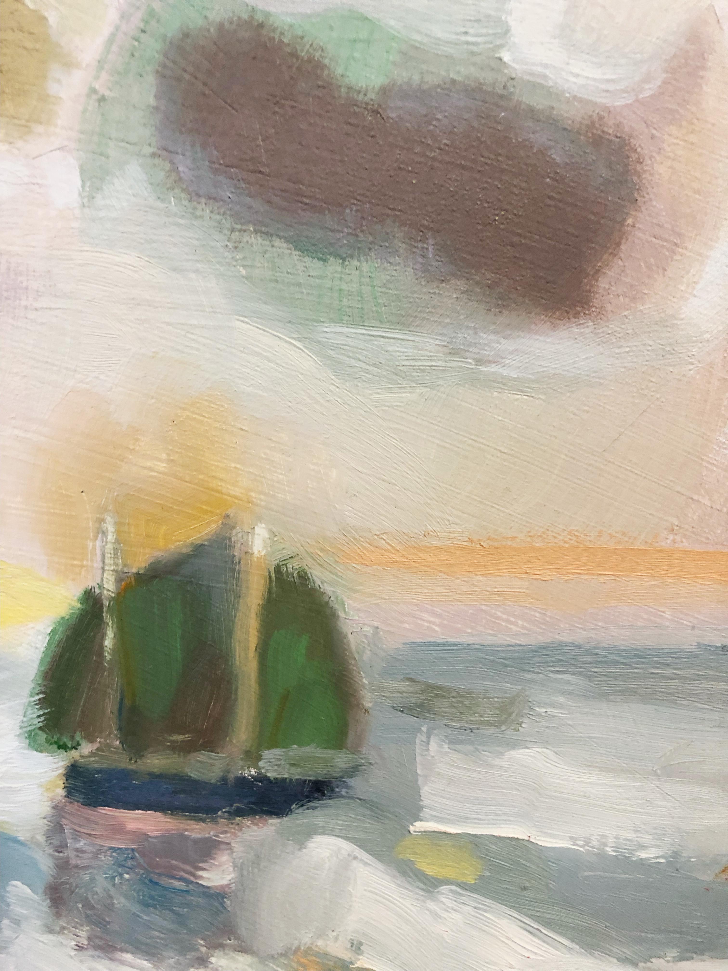 Head to Sea, scène de voile moderniste - Modernisme américain Painting par Ralph Eugene Della-Volpe