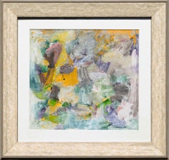 "Green and Yellow Abstract" Colorful Gestural Expressionist Painting