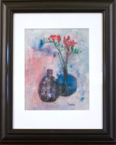 Two Vases with Pink Flowers