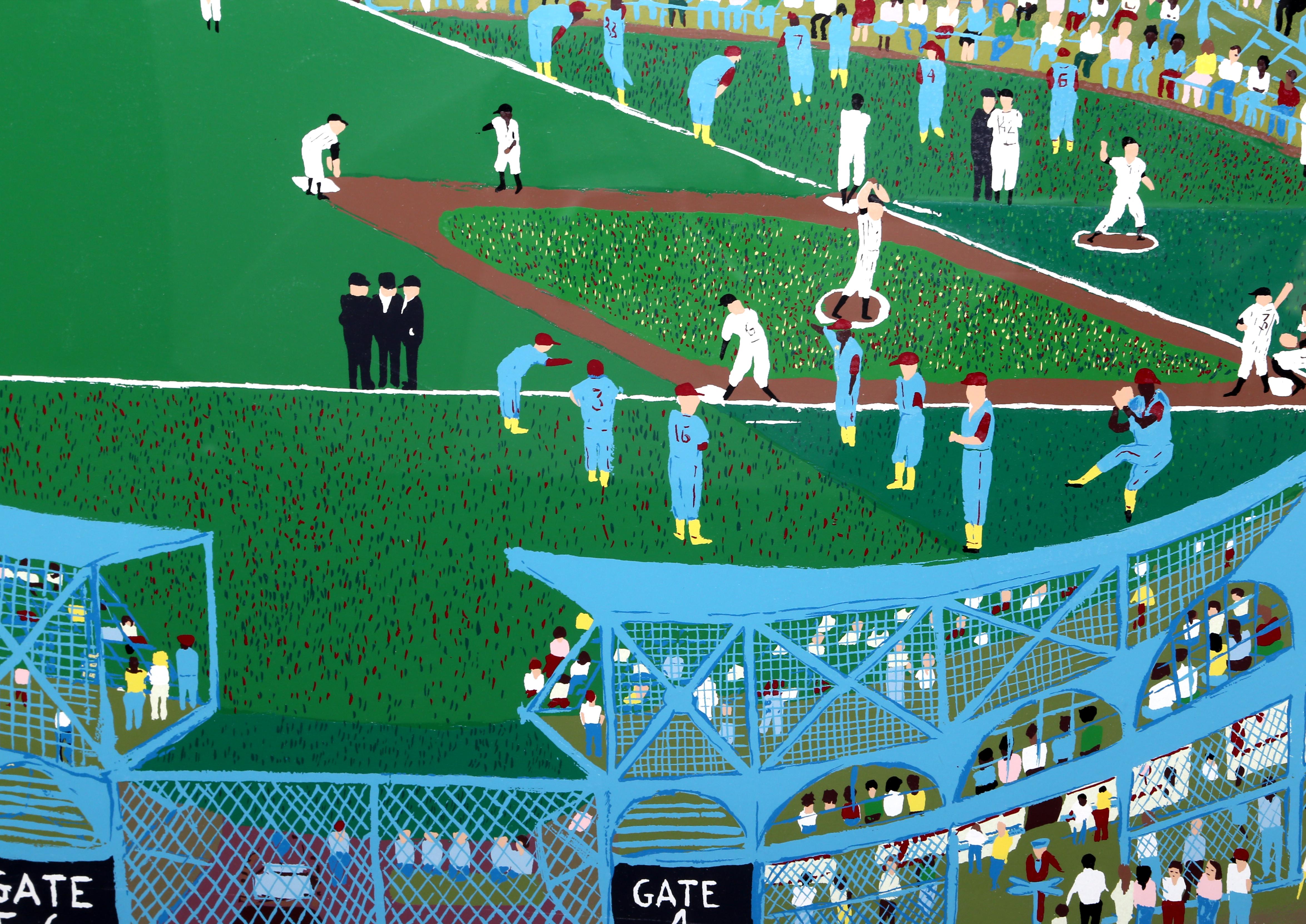 Ball Park, serigrafia di baseball firmata da Ralph Fasanella in vendita 1