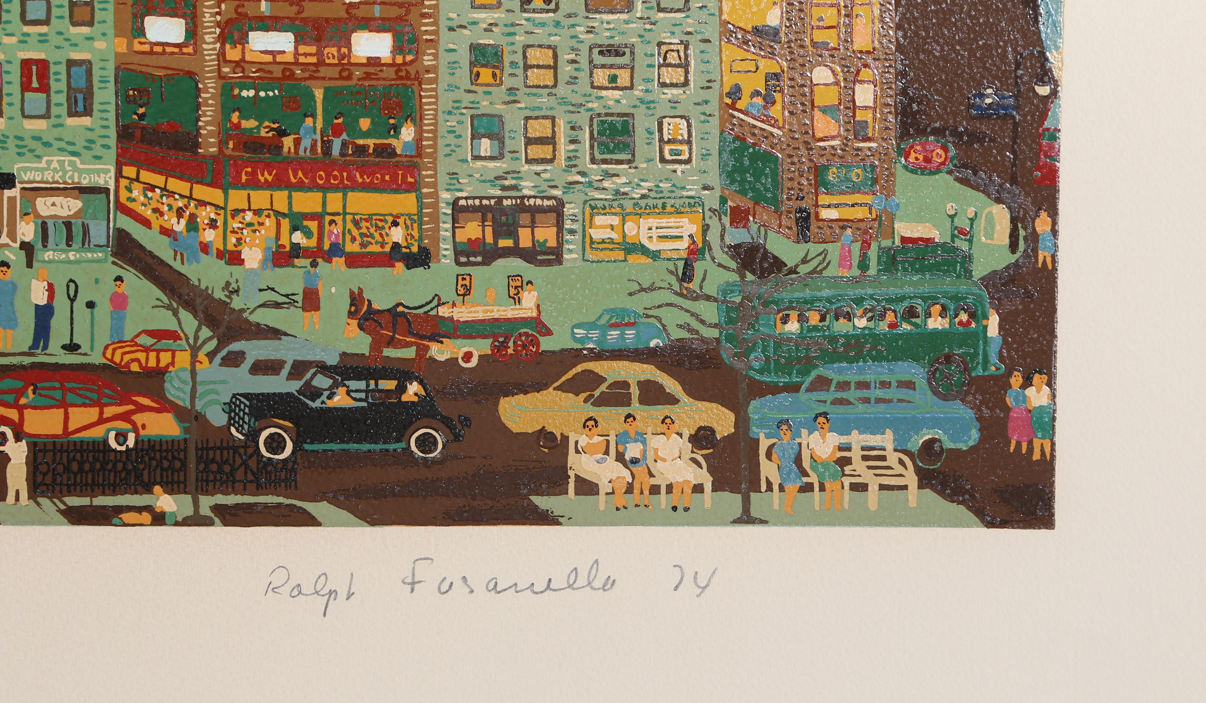 Bridges, New York - Screenprint by Ralph Fasanella For Sale 1