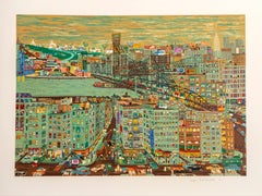 Bridges, New York Screenprint by Ralph Fasanella