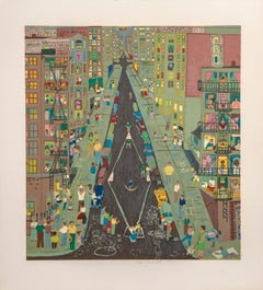 Stickball, New York Screenprint by Ralph Fasanella