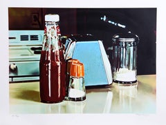 Used Blue Napkin Holder, Photorealist Lithograph by Ralph Goings