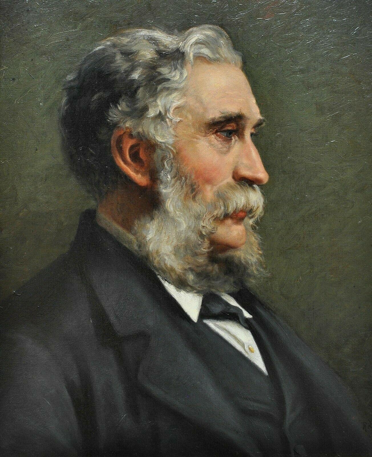 Portrait d'un Gentleman - Huile sur toile anglaise du 19ème siècle - Peinture ancienne d'un homme - Painting de Ralph Hedley